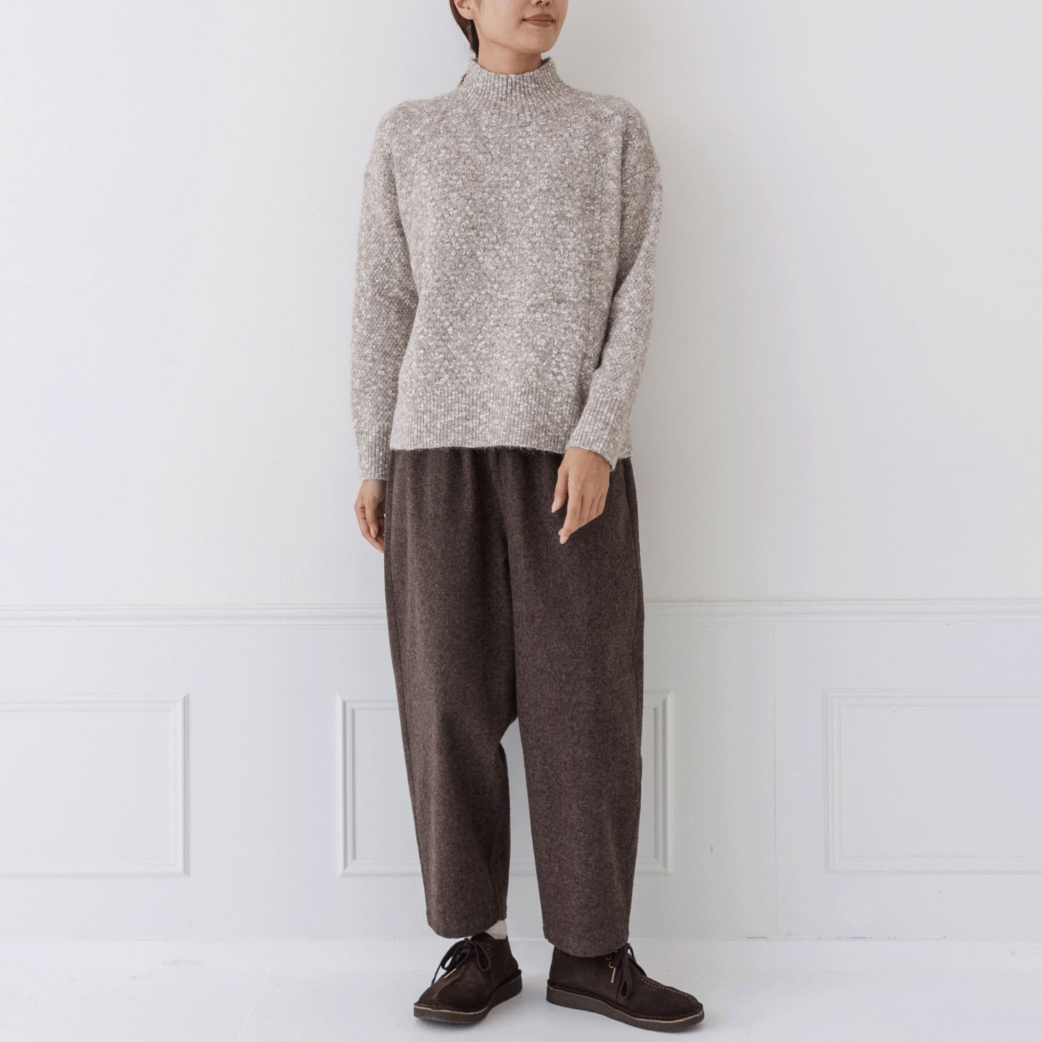 【お取り寄せ】kermu メランジニットカノコ編みハイネックセーター - 画像17