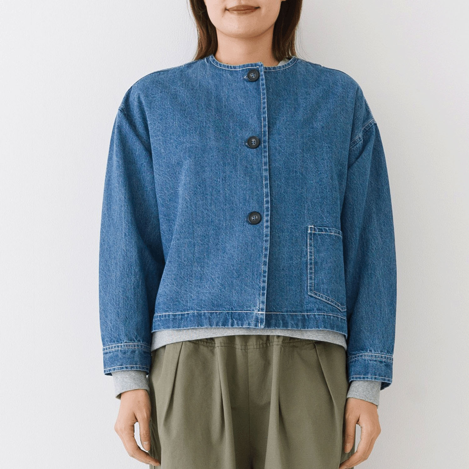 【お取り寄せ】Kermu  9オンスデニムノーカラージャケット - 画像12