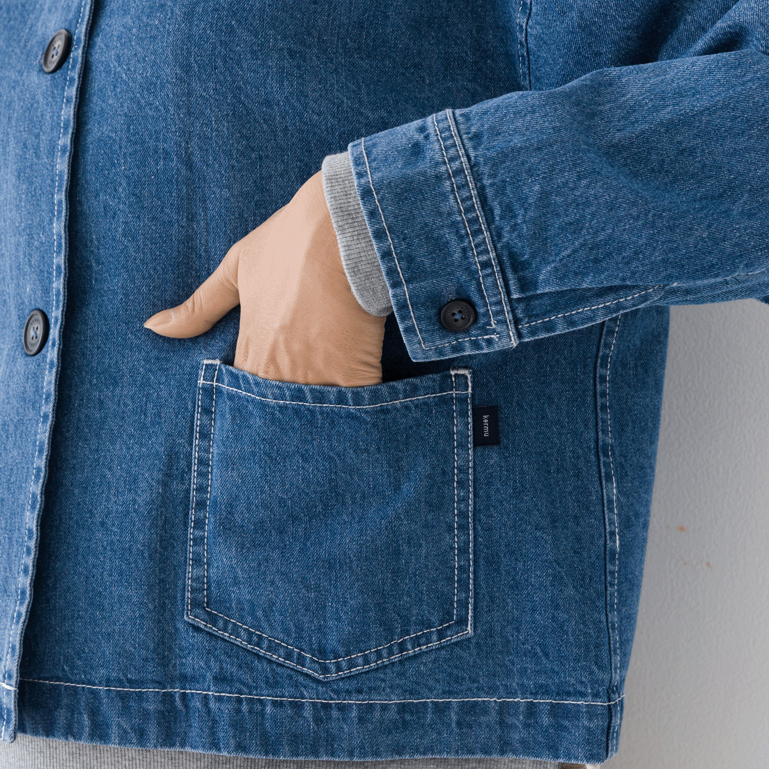 【お取り寄せ】Kermu  9オンスデニムノーカラージャケット - 画像15