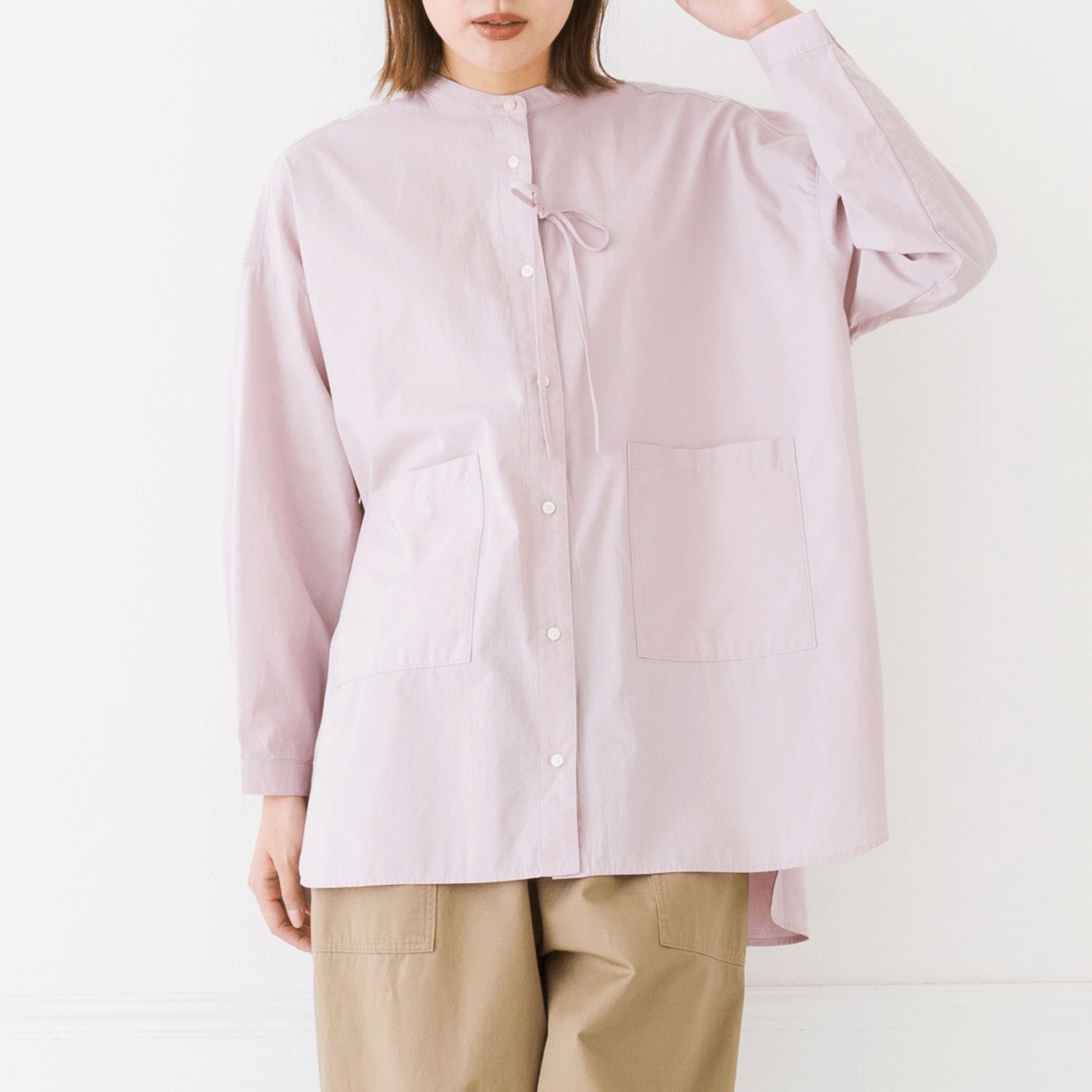 【お取り寄せ】Kermu コットンポムリンワッシャー前ストリングオーバーシャツ - 画像12