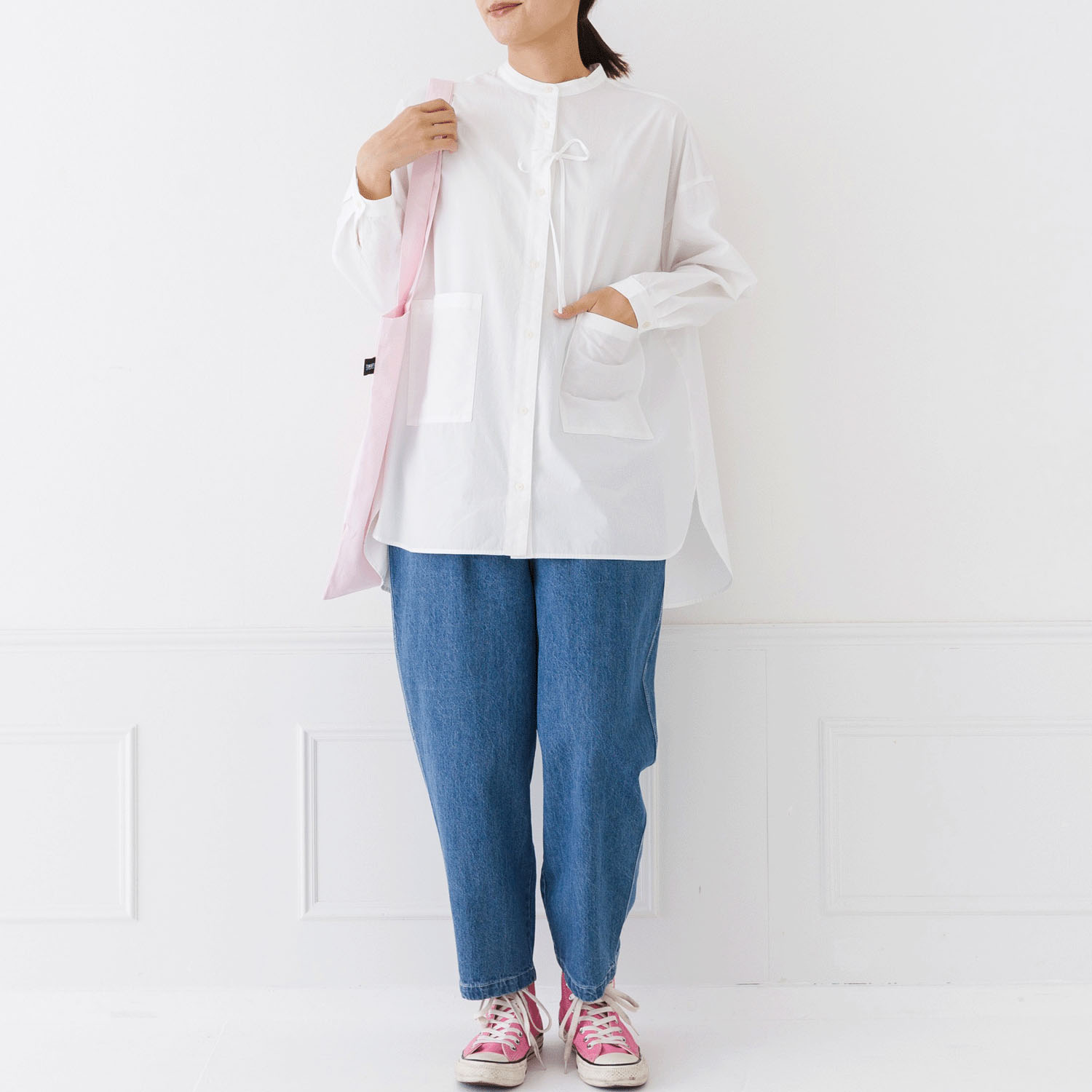 【お取り寄せ】Kermu コットンポムリンワッシャー前ストリングオーバーシャツ - 画像9