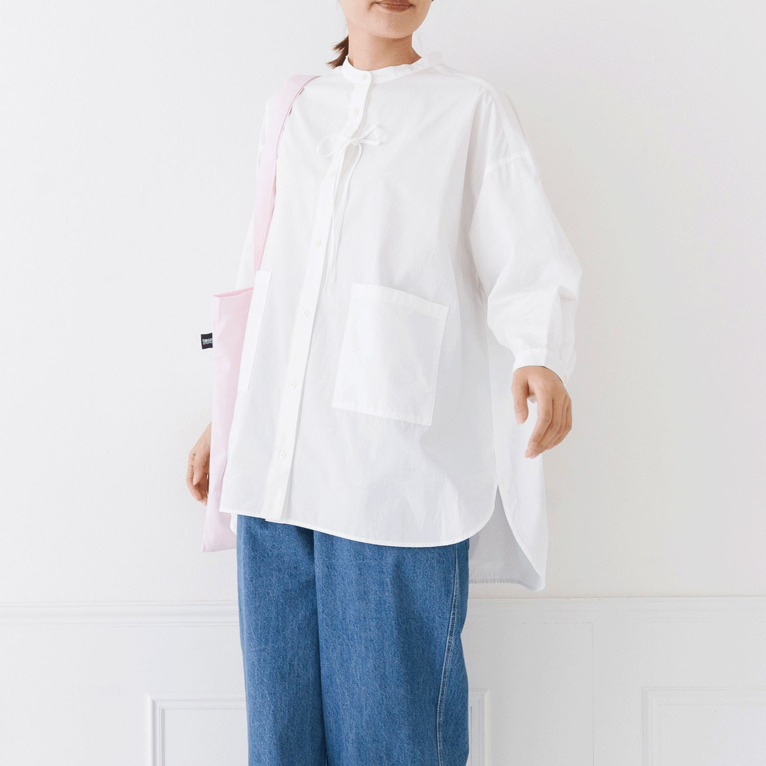 【お取り寄せ】Kermu コットンポムリンワッシャー前ストリングオーバーシャツ