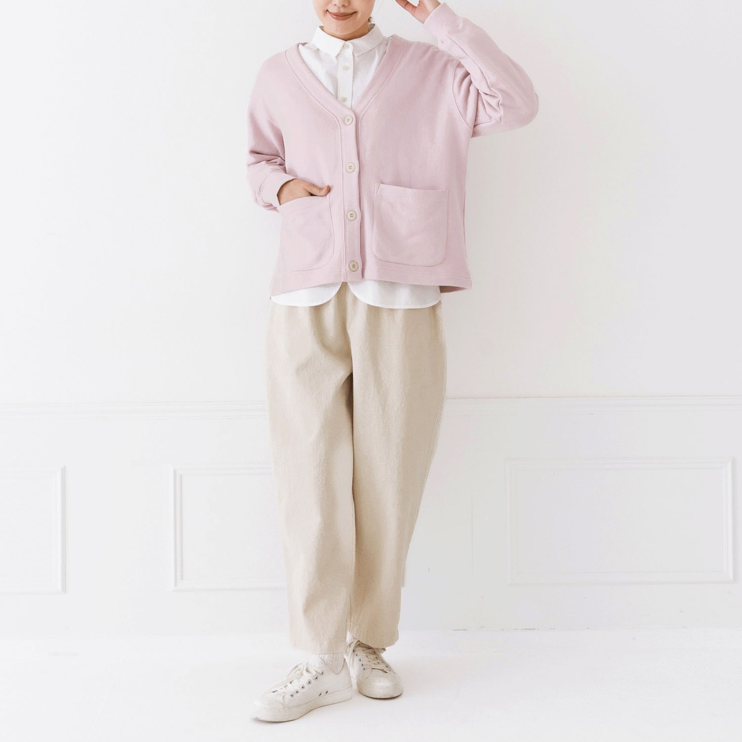 【お取り寄せ】Kermu コットンガーゼ裏毛バイカラーVネックカーディガン - 画像20