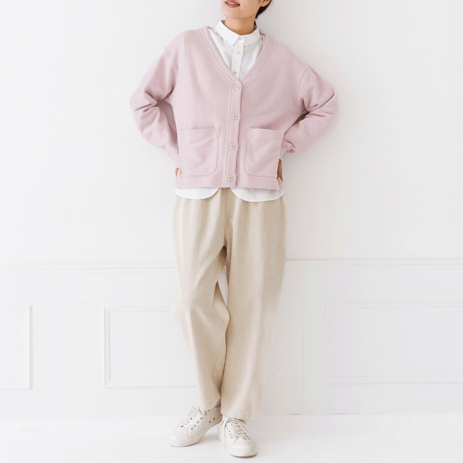 【お取り寄せ】Kermu コットンガーゼ裏毛バイカラーVネックカーディガン - 画像21