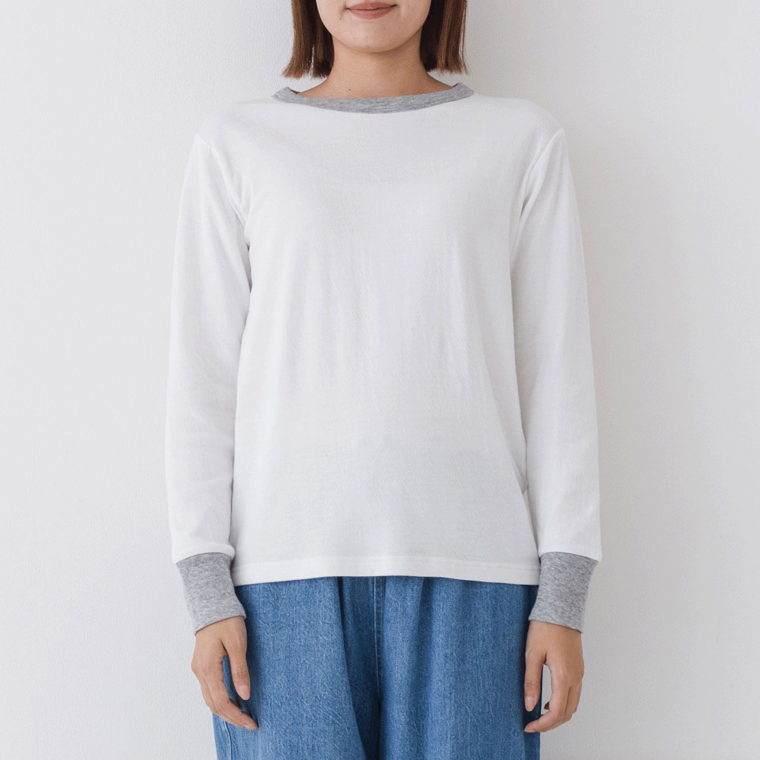 【お取り寄せ】Kermu コットン接結天竺バイカラー長袖Tシャツ - 画像2