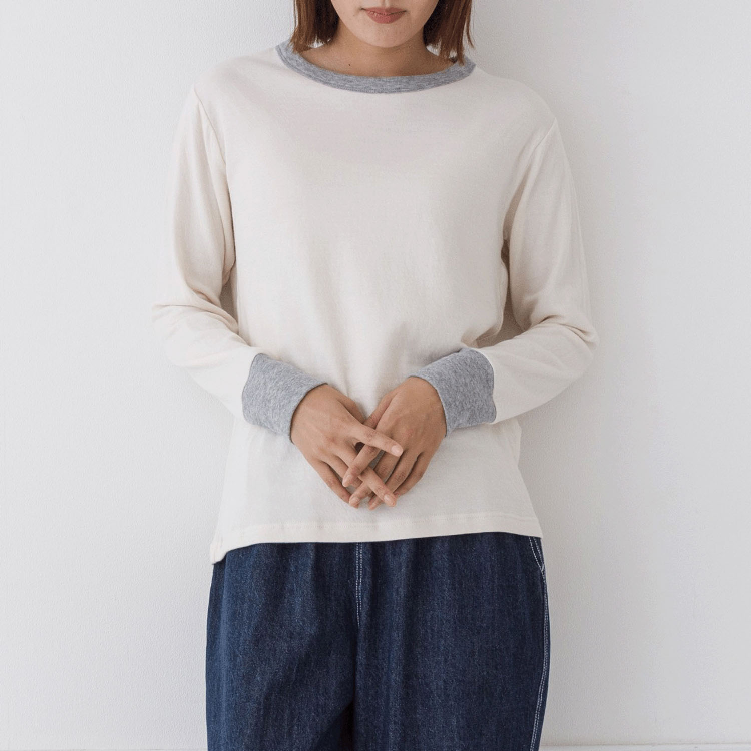 【お取り寄せ】Kermu コットン接結天竺バイカラー長袖Tシャツ - 画像18