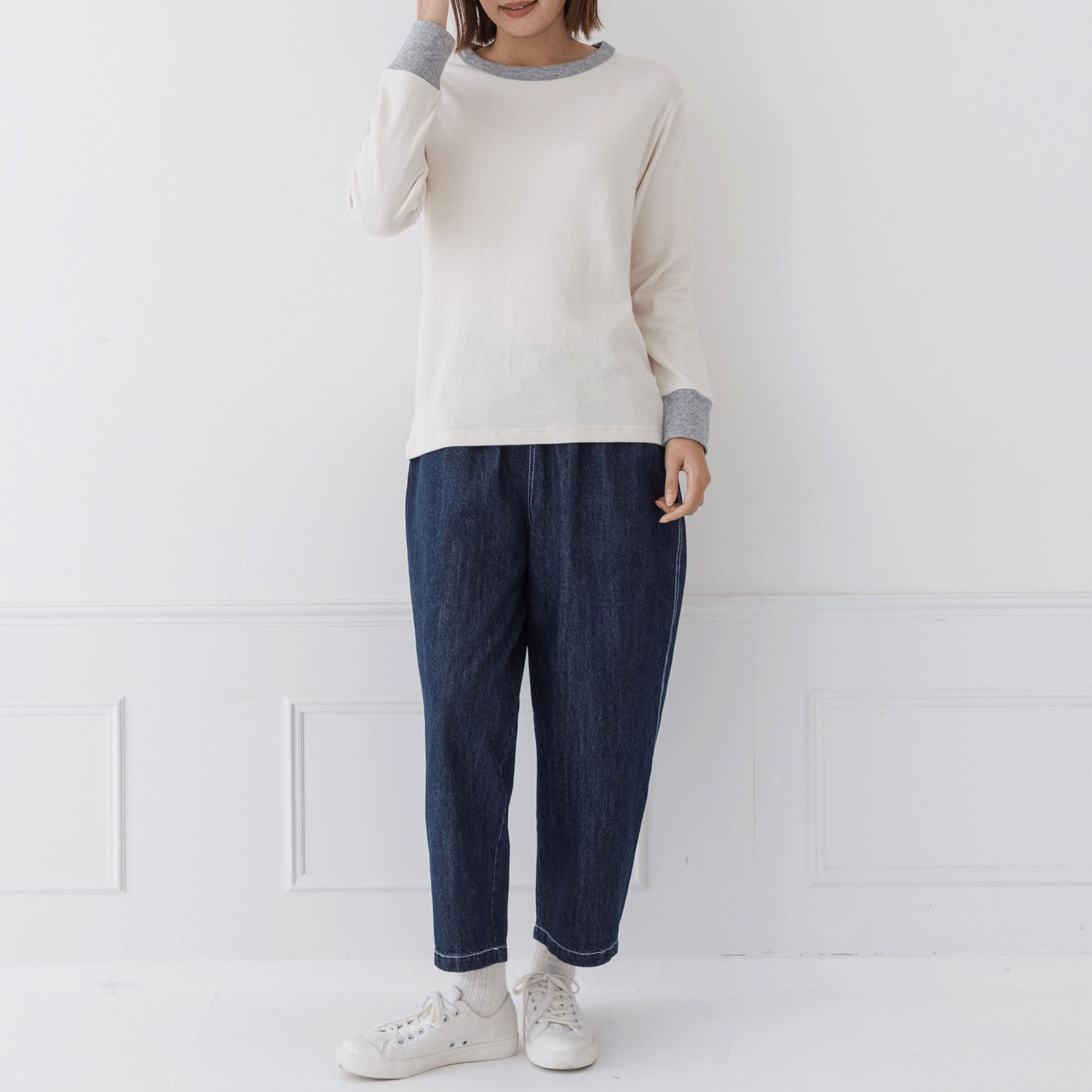 【お取り寄せ】Kermu コットン接結天竺バイカラー長袖Tシャツ - 画像25