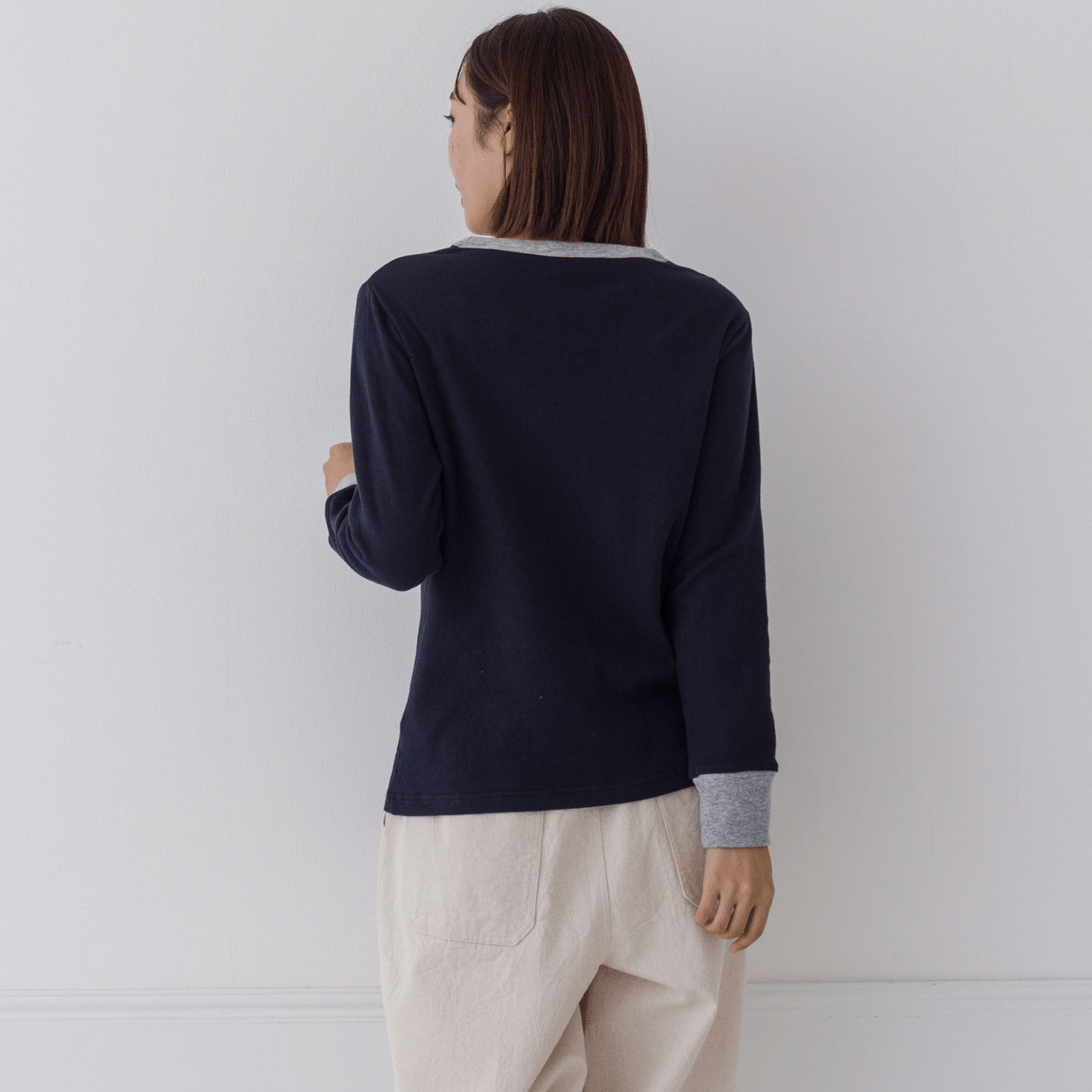 【お取り寄せ】Kermu コットン接結天竺バイカラー長袖Tシャツ - 画像31