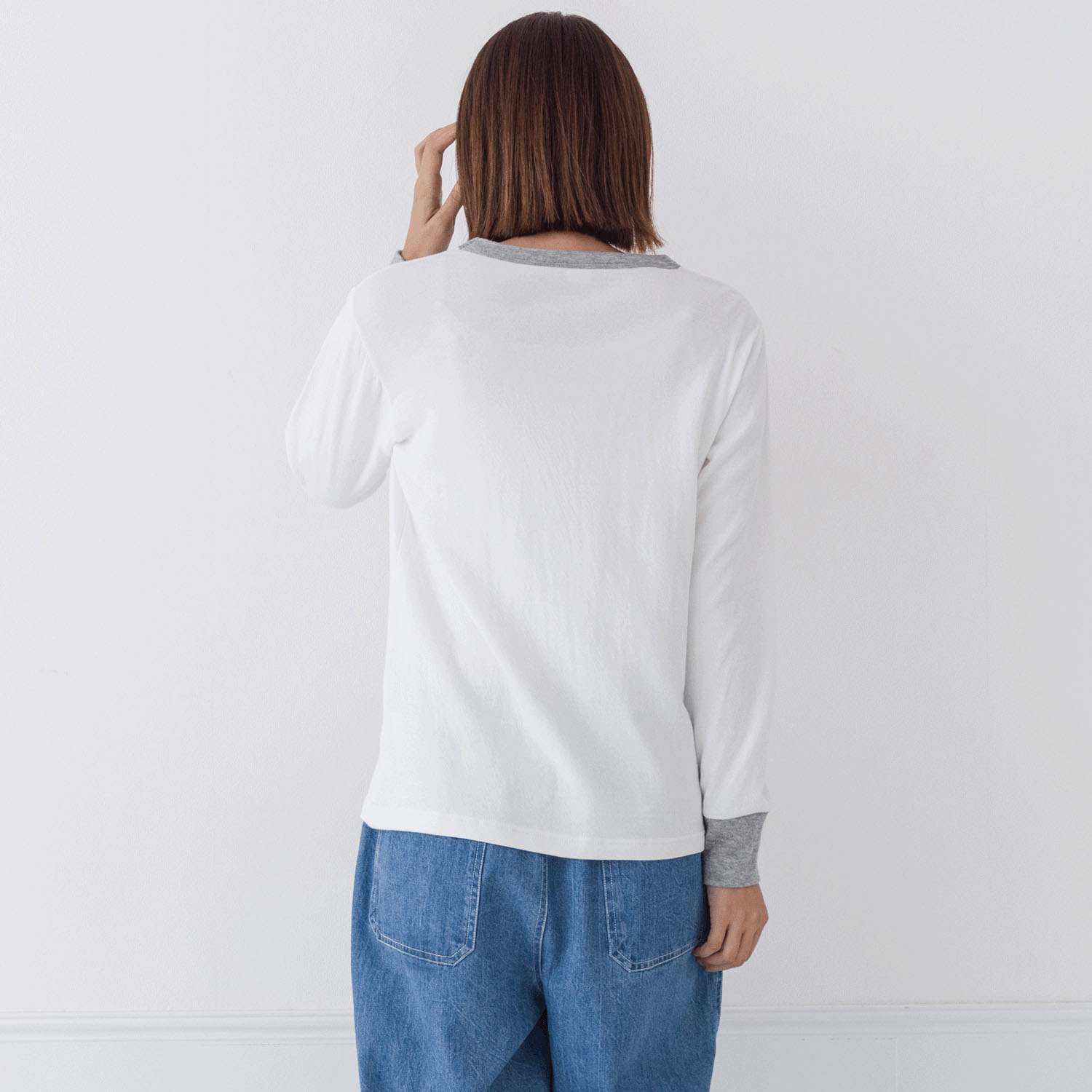 【お取り寄せ】Kermu コットン接結天竺バイカラー長袖Tシャツ - 画像6