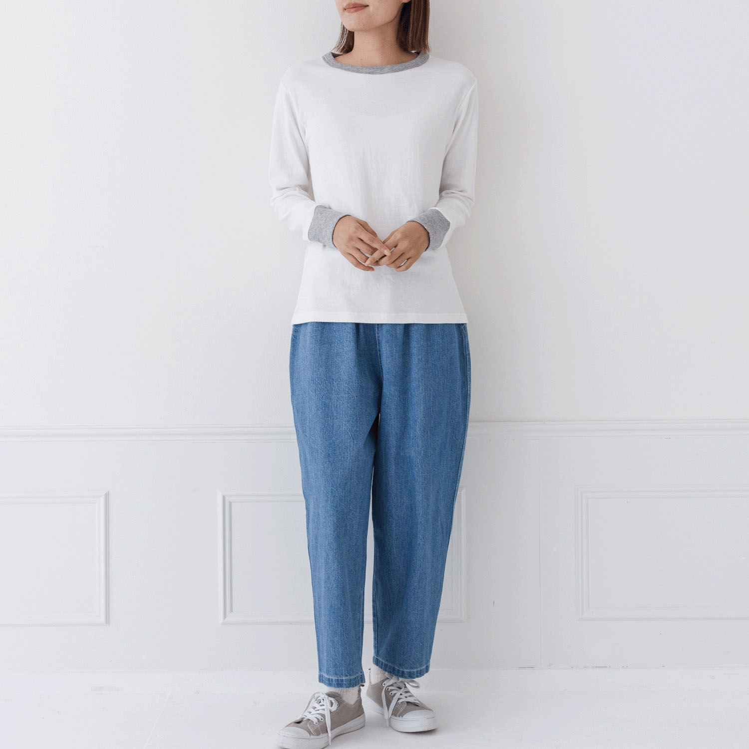 【お取り寄せ】Kermu コットン接結天竺バイカラー長袖Tシャツ - 画像8