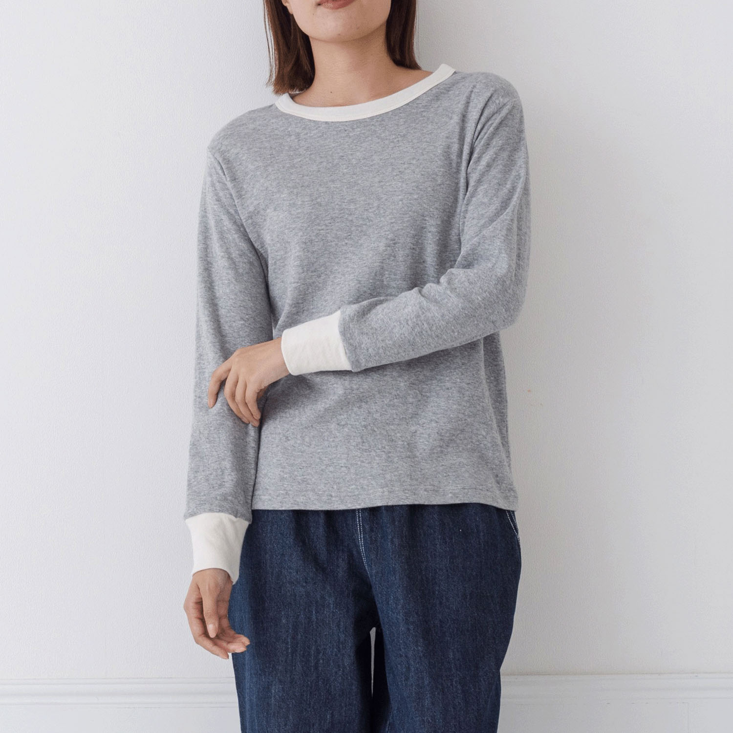 【お取り寄せ】Kermu コットン接結天竺バイカラー長袖Tシャツ - 画像10