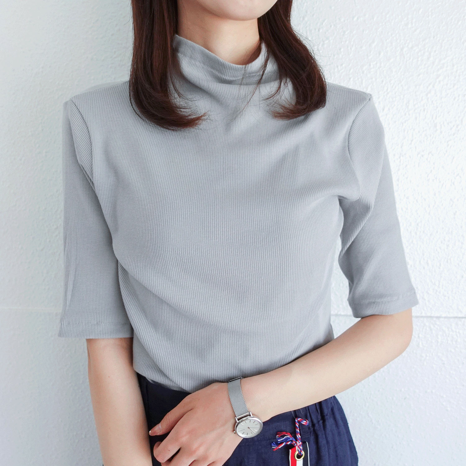 マゼンタT／Cテレコ5分袖