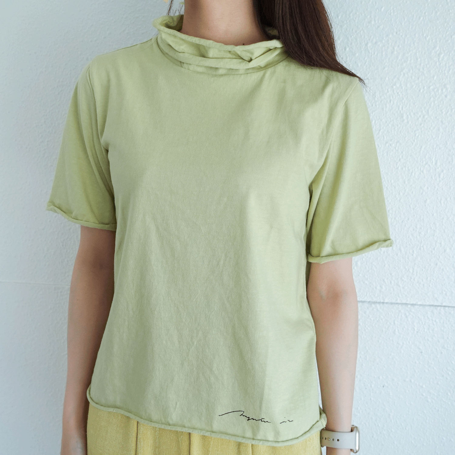 マゼンタ綿天竺2段ロール半袖 - 画像1