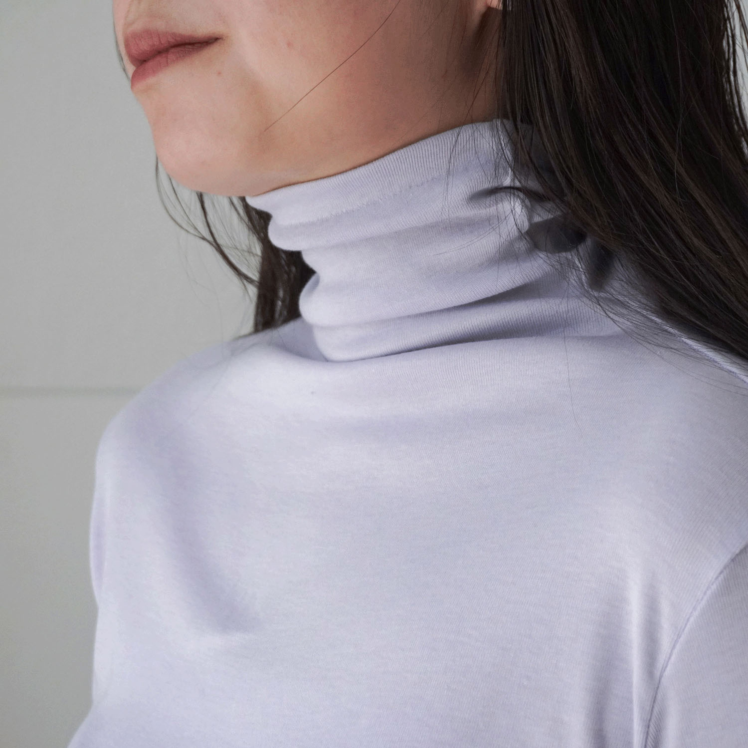 マゼンタ フライス12cmボトルネック長袖 - 画像3