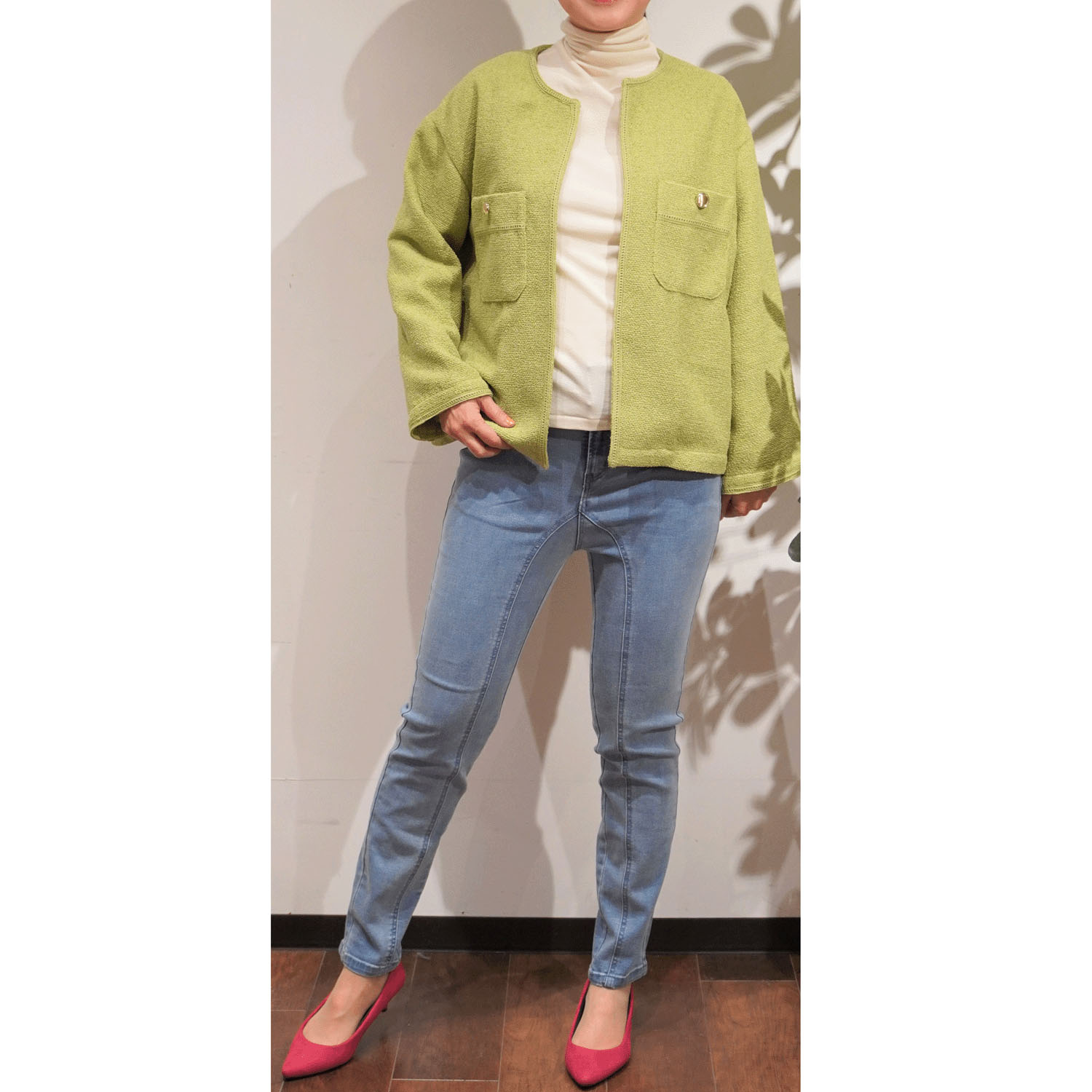 マゼンタ フライス12cmボトルネック長袖 - 画像21