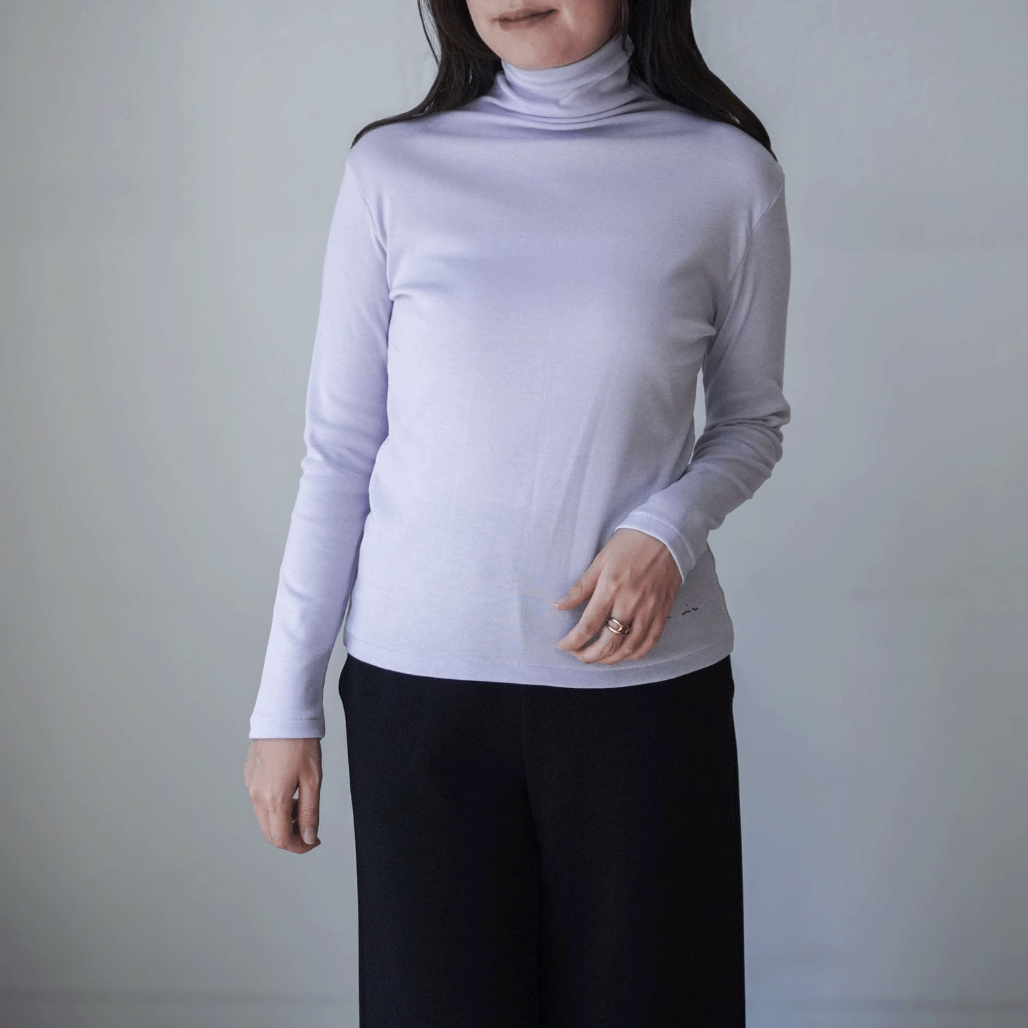 マゼンタ フライス12cmボトルネック長袖 - 画像1