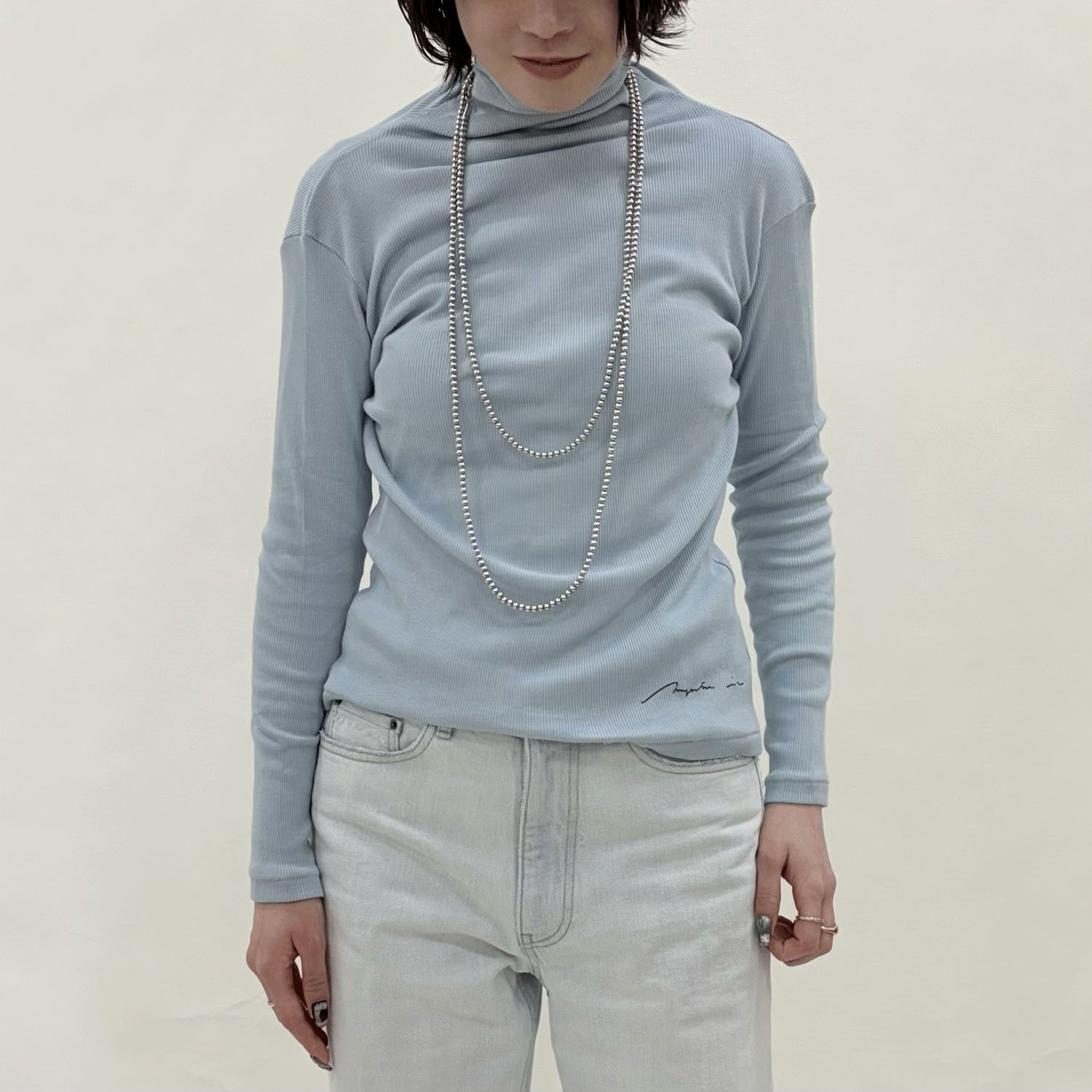 【Insta Live】マゼンタ テレコ12cmボトルネック長袖 - 画像36