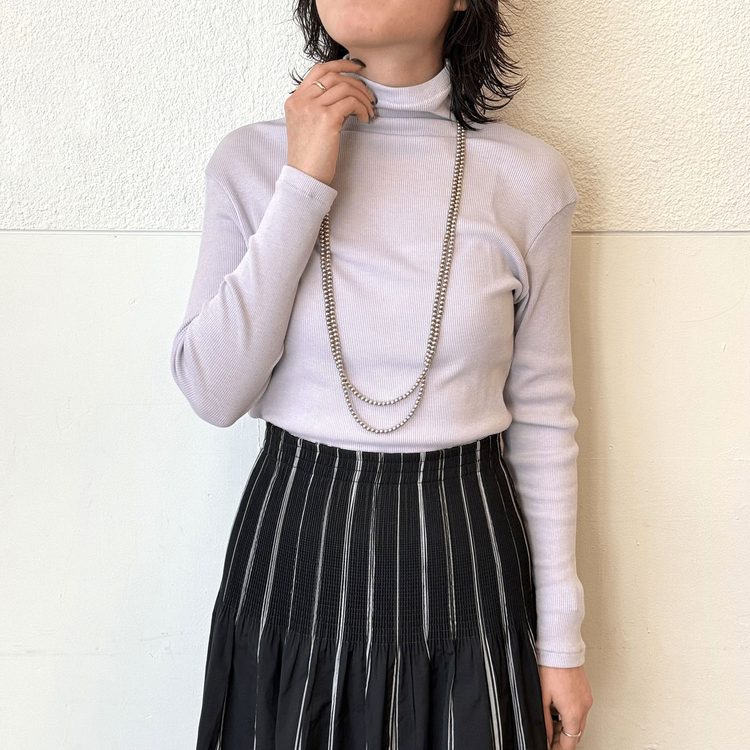 【Insta Live】マゼンタ テレコ12cmボトルネック長袖 - 画像42