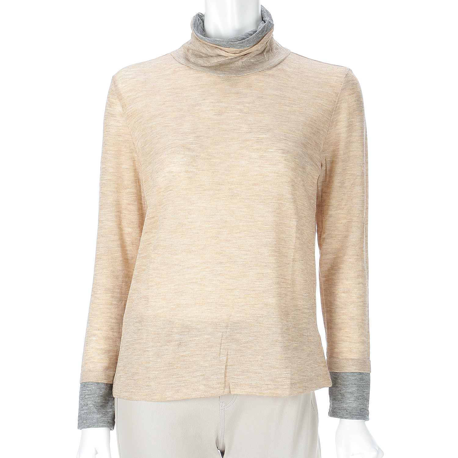 サテンドールひねり配色ハイネックカットソー - 画像12