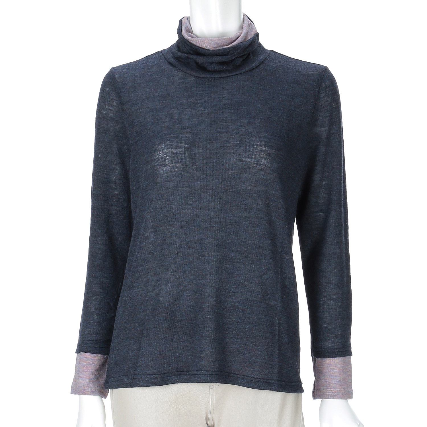 サテンドールひねり配色ハイネックカットソー - 画像30