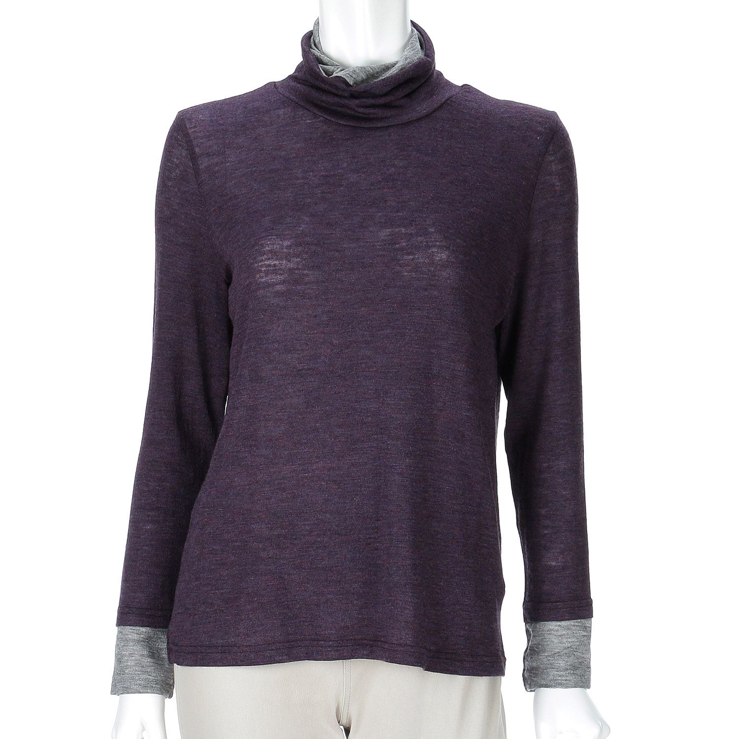 サテンドールひねり配色ハイネックカットソー - 画像32