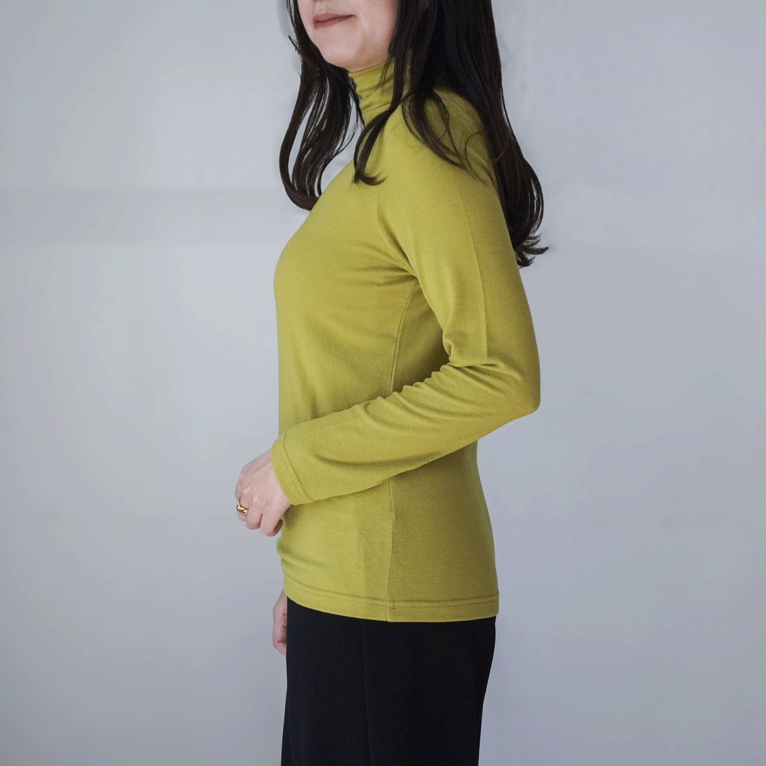 【Insta Live】ミップガーゼ無地ボトルネックカットソー - 画像3