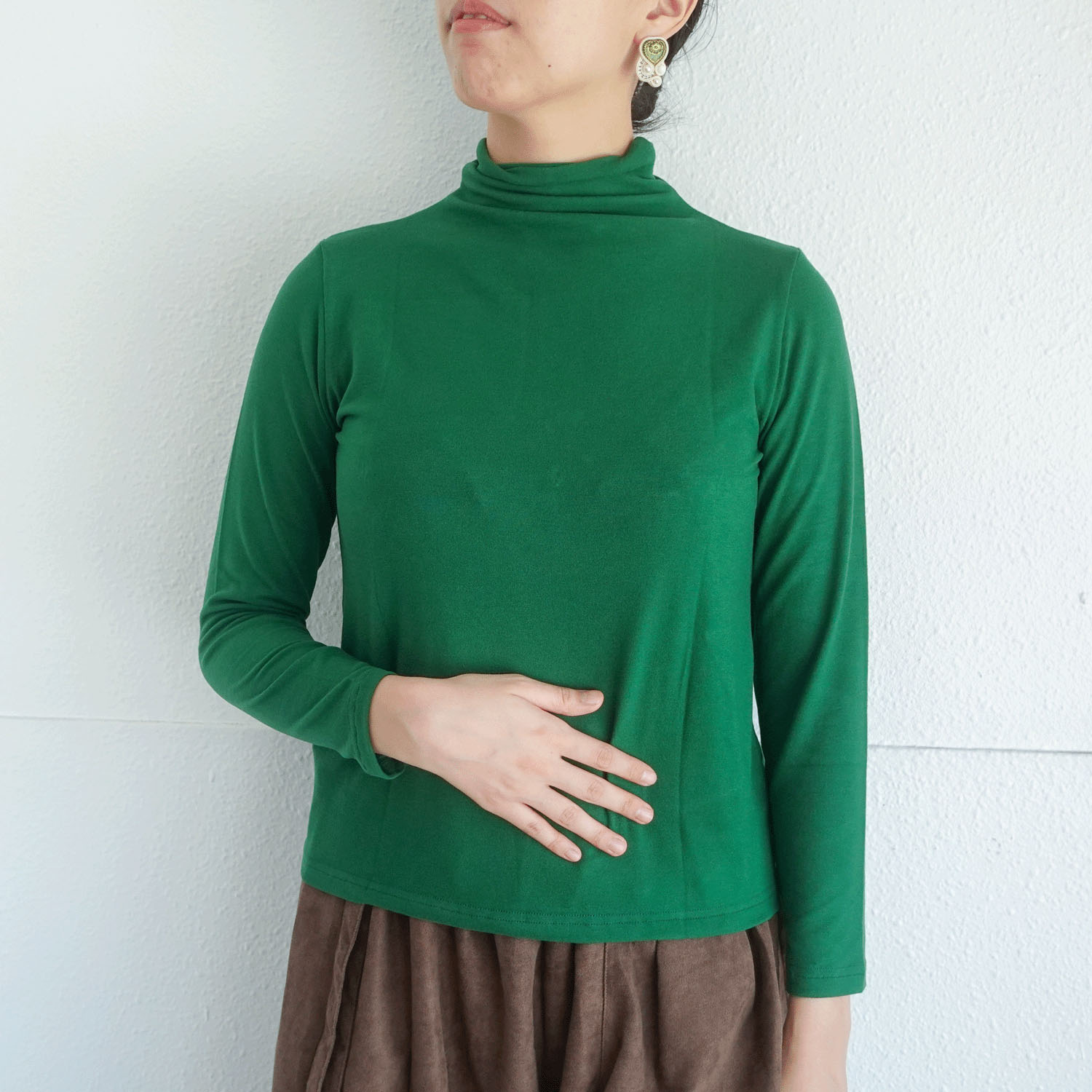 【Insta Live】ミップガーゼ無地ボトルネックカットソー - 画像5