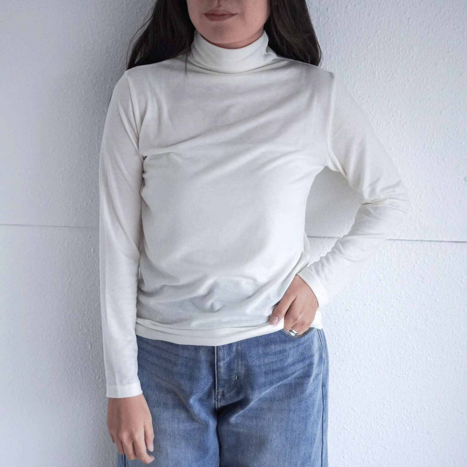 【Insta Live】ミップガーゼ無地ボトルネックカットソー - 画像7