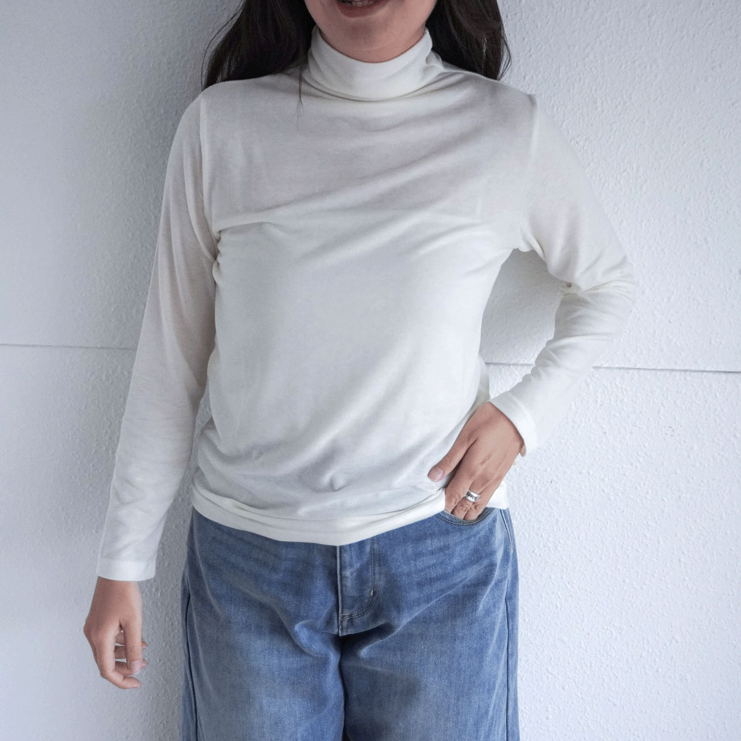 【Insta Live】ミップガーゼ無地ボトルネックカットソー - 画像8