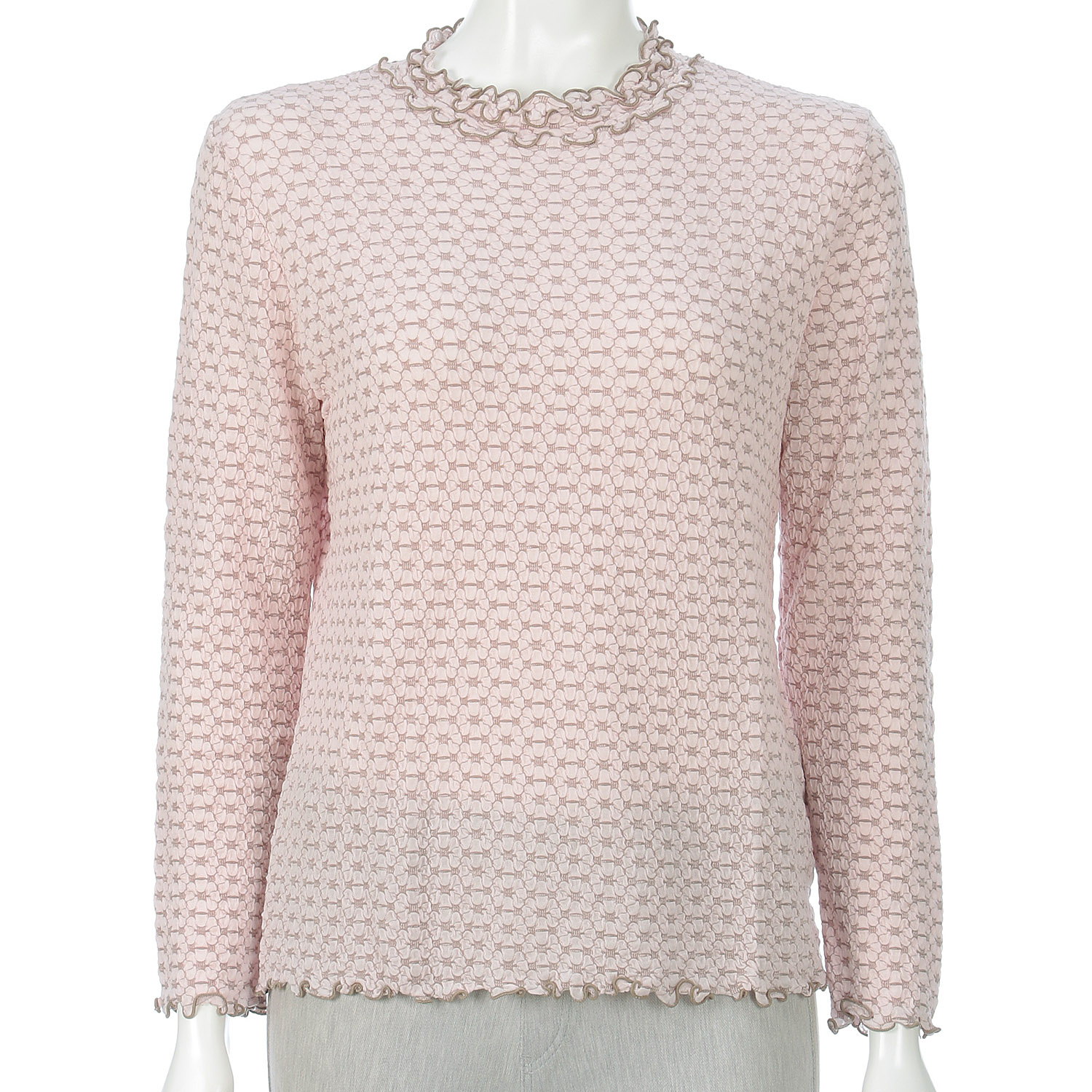 シャーリングジャカード三段メロウネックカットソー - 画像1