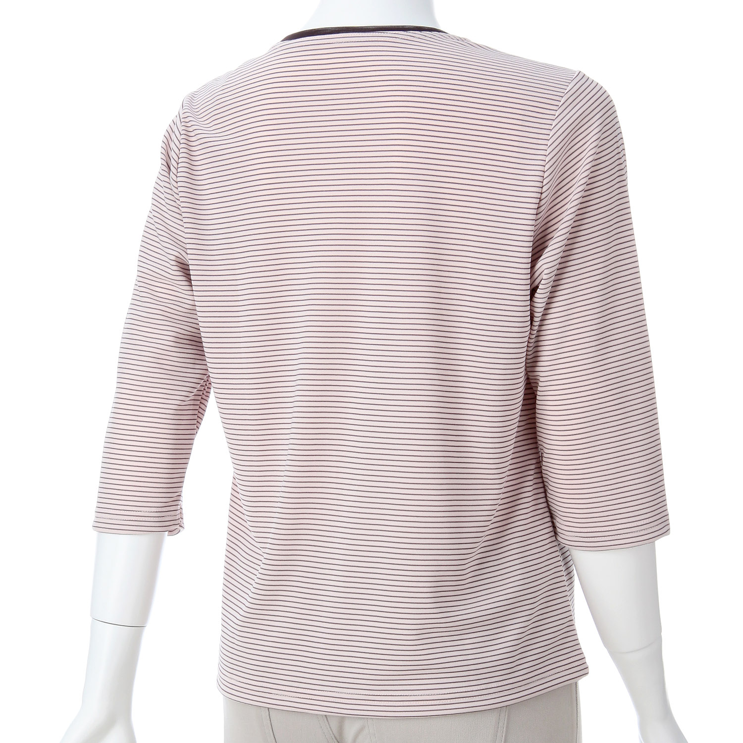 襟チュール丸首ボーダーカットソー - 画像5