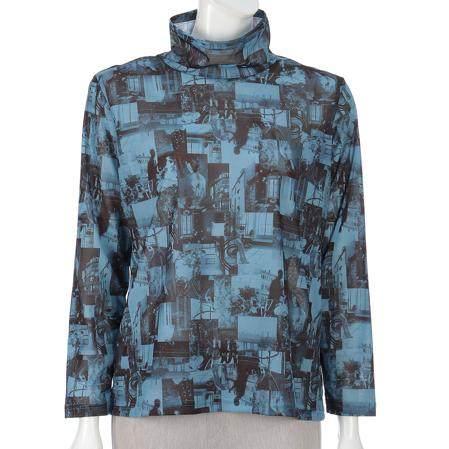 メッシュフォトプリントボトルネックカットソー - 画像1