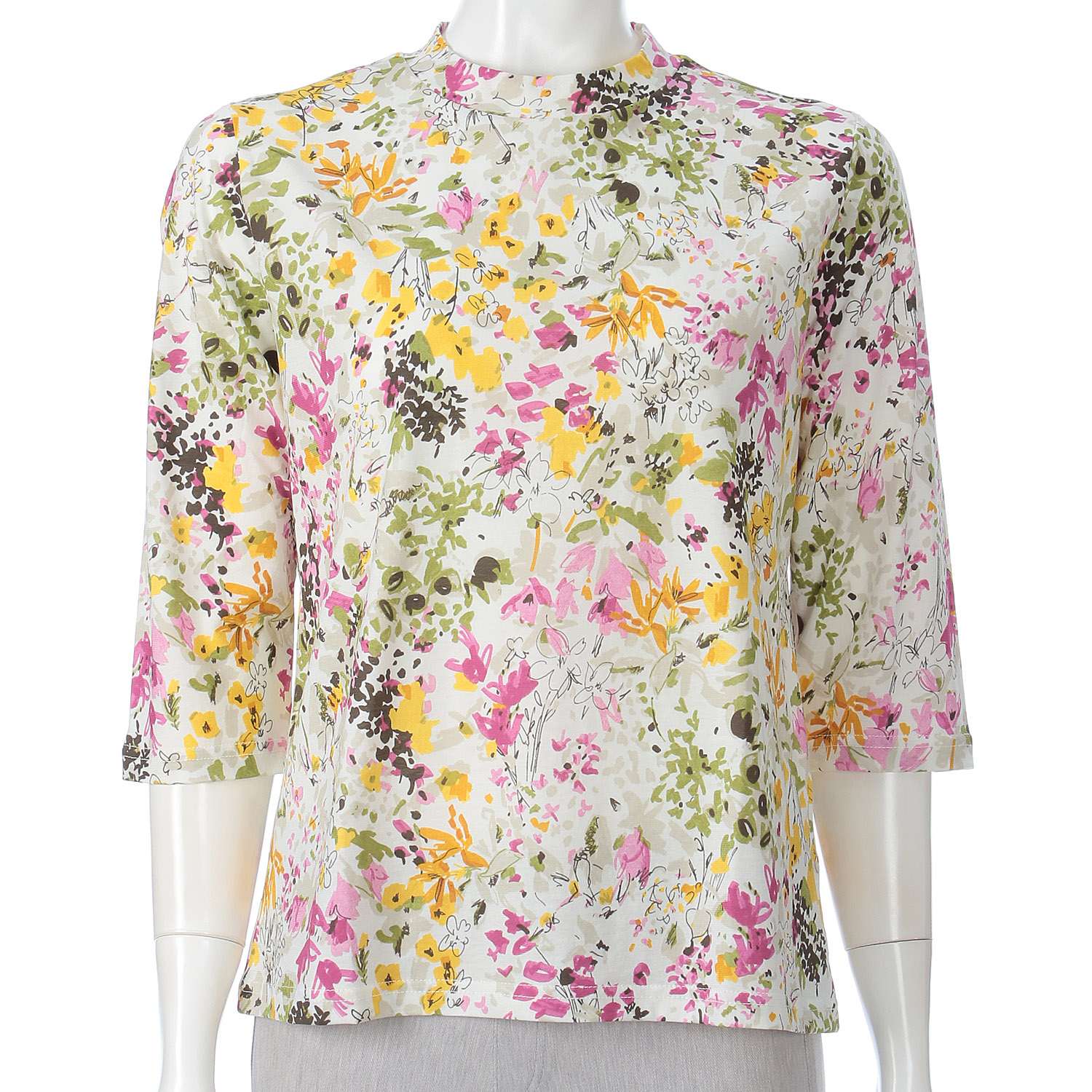 チビハイプリント七分袖カットソー - 画像1