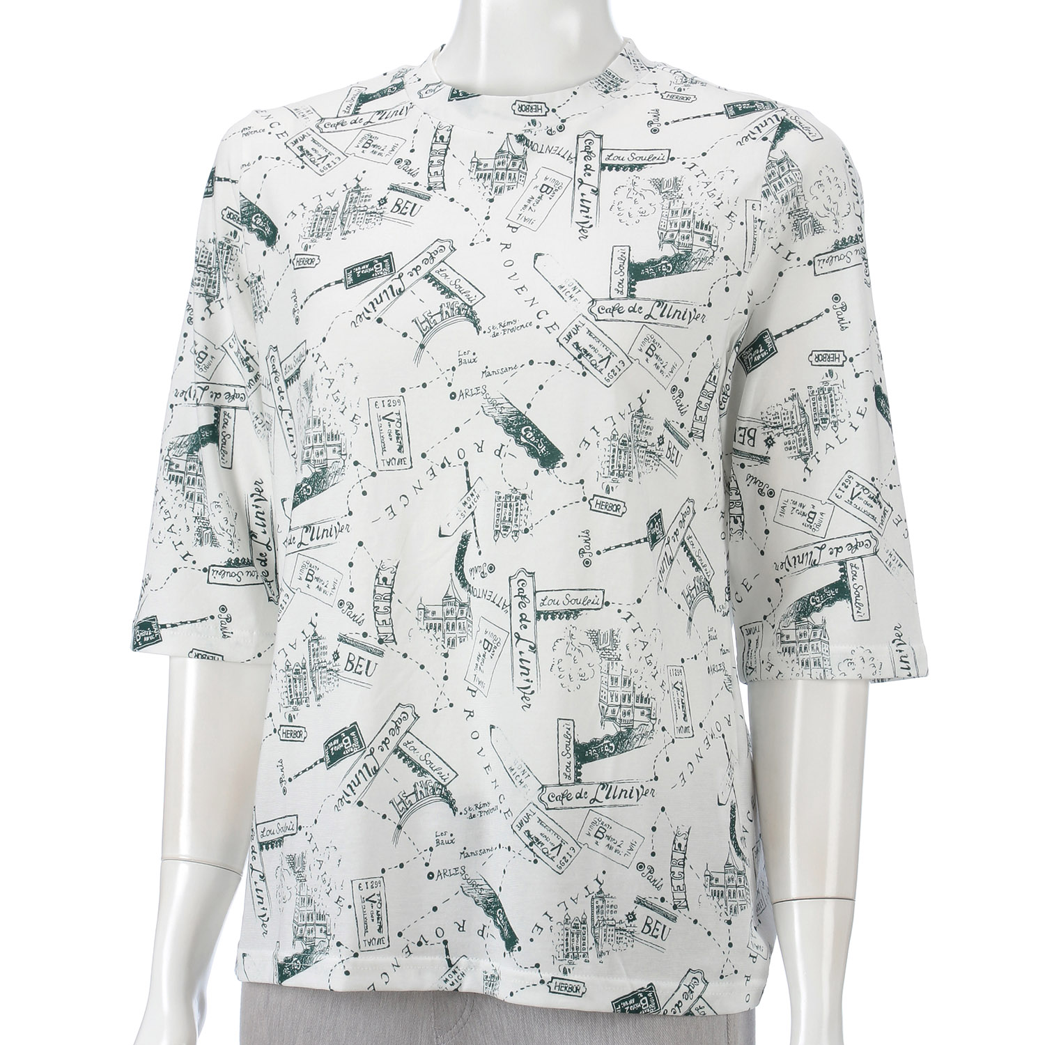 チビハイプリント五分袖カットソー