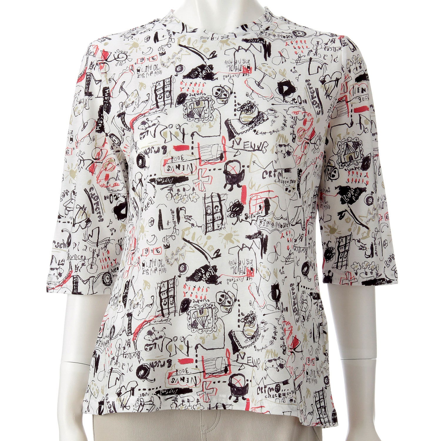 チビハイプリント五分袖カットソー - 画像1