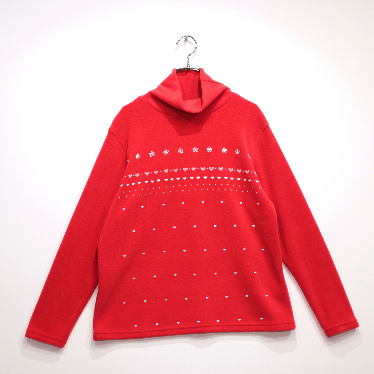 T’BIS STUDIO 起毛フレア鹿の子スムース小花柄オフタートルプルオーバー - 画像9