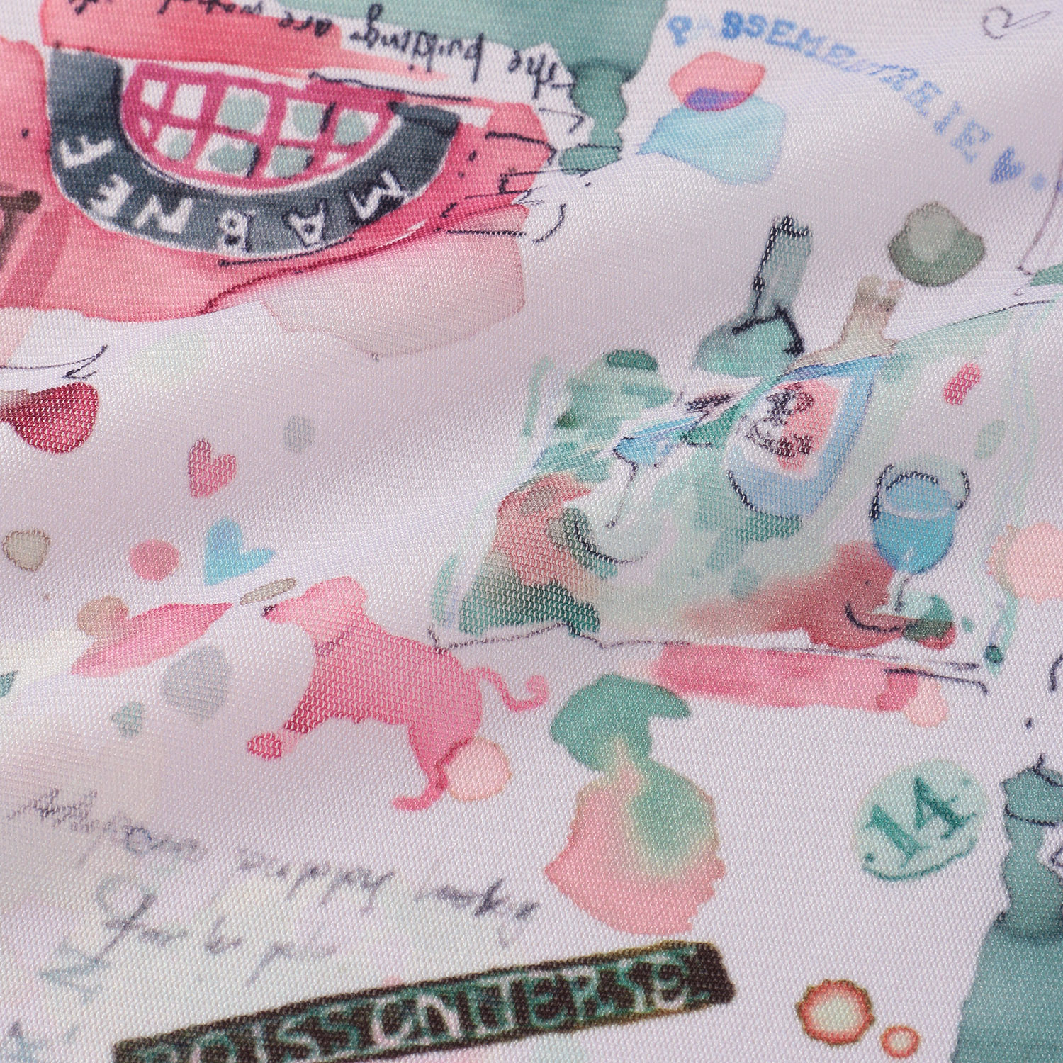 チュールメッシュ風景柄長袖プルオーバー - 画像6