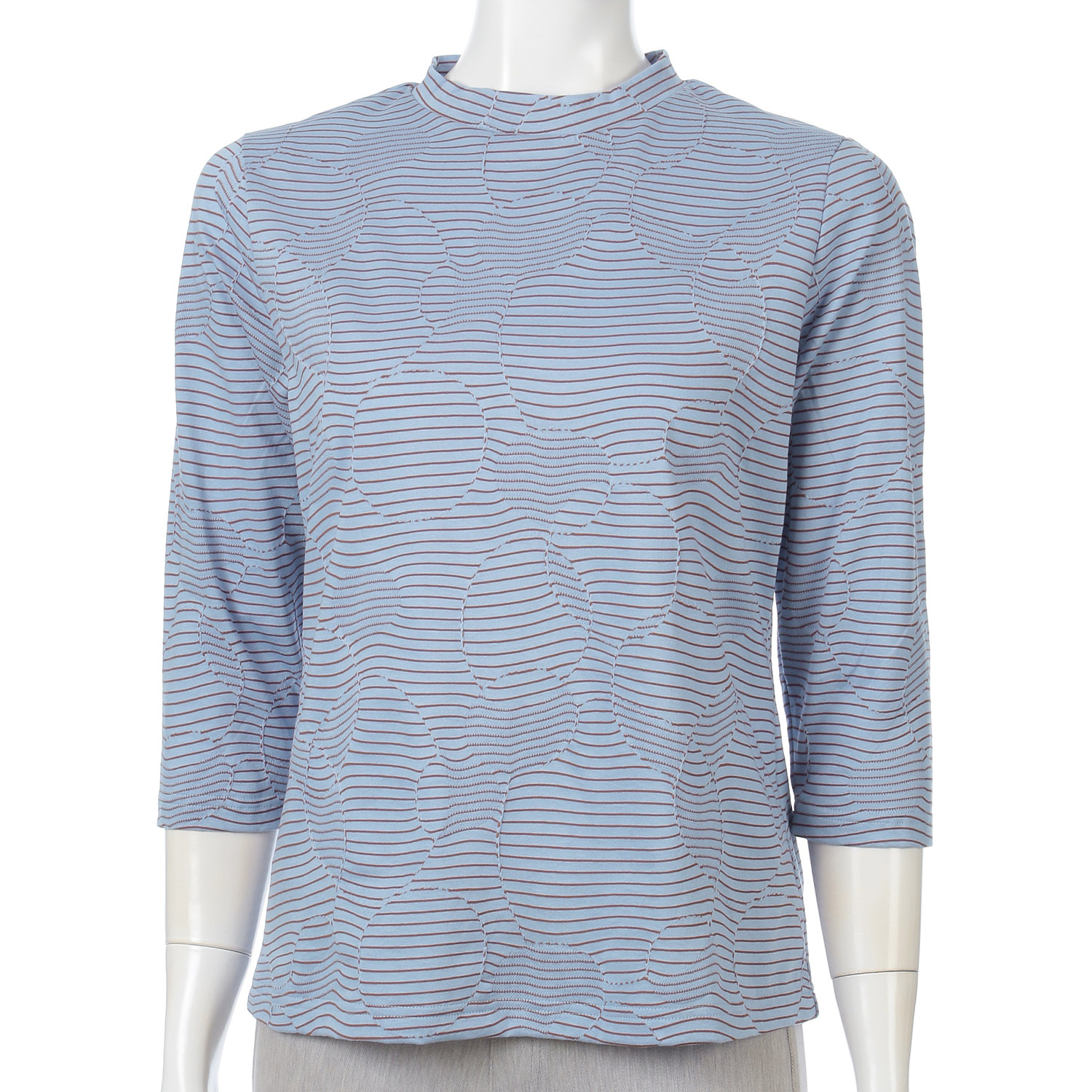 細ボーダータックジャカードチビハイネック7分袖 - 画像5