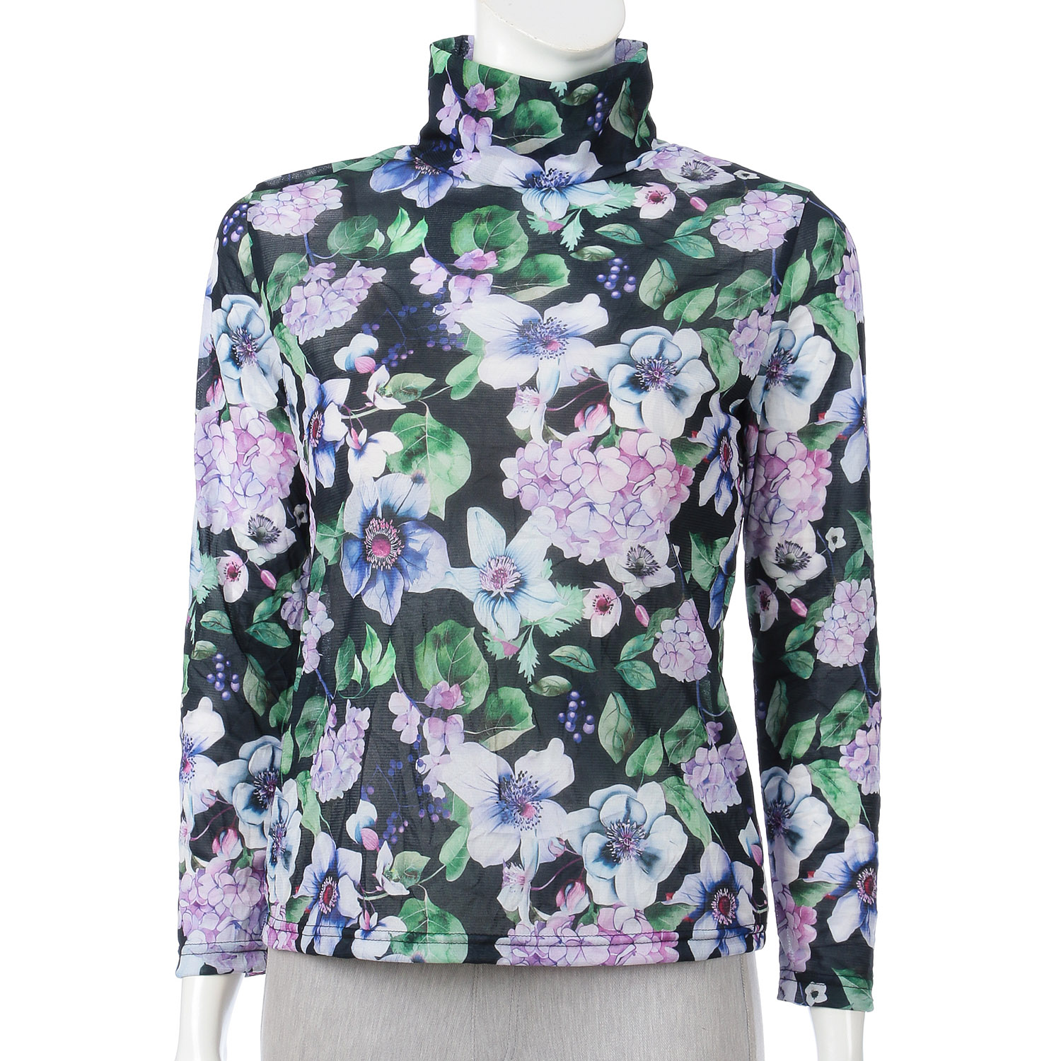 トリプルメッシュシワ加工転写プリント紫陽花柄 - 画像2