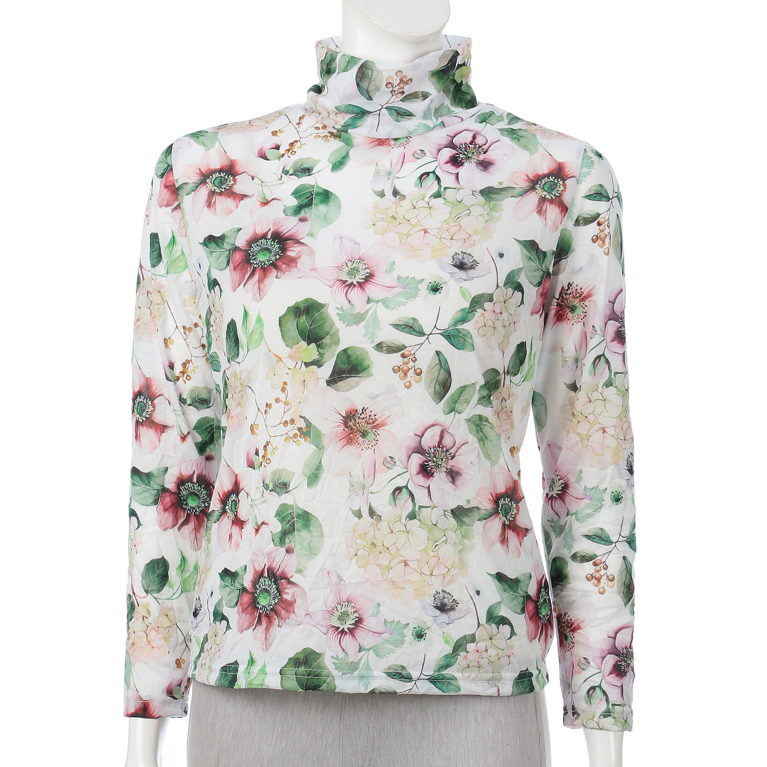 トリプルメッシュシワ加工転写プリント紫陽花柄 - 画像3