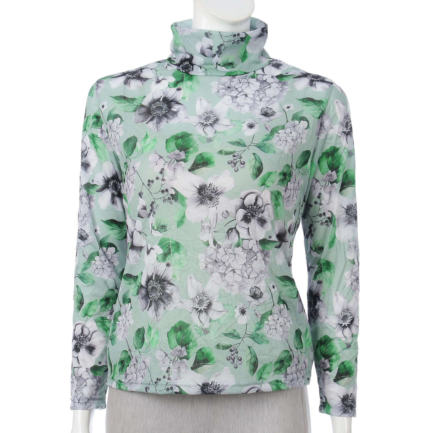 トリプルメッシュシワ加工転写プリント紫陽花柄 - 画像4