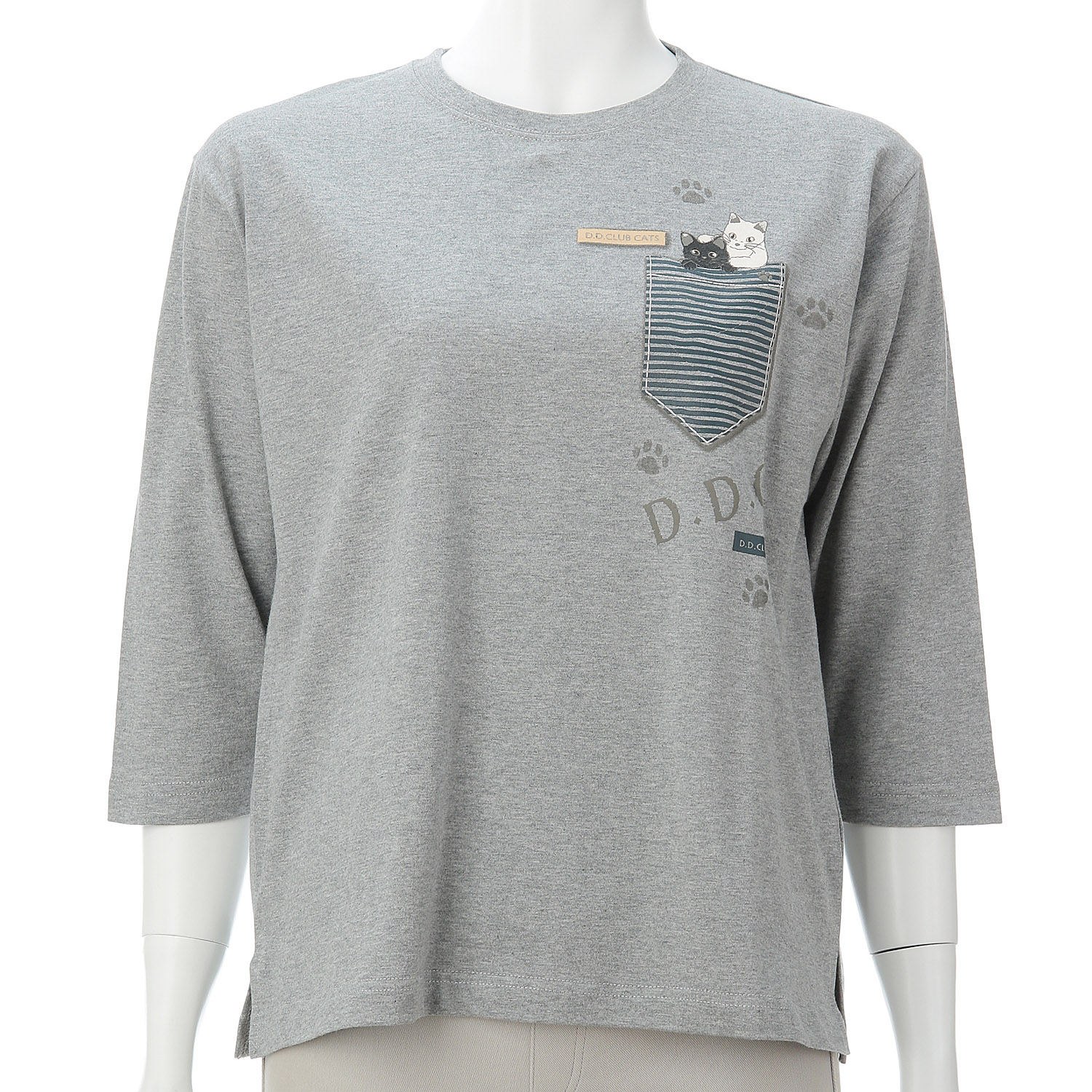 DDCLUB 7分袖T ネコ2匹 - 画像1