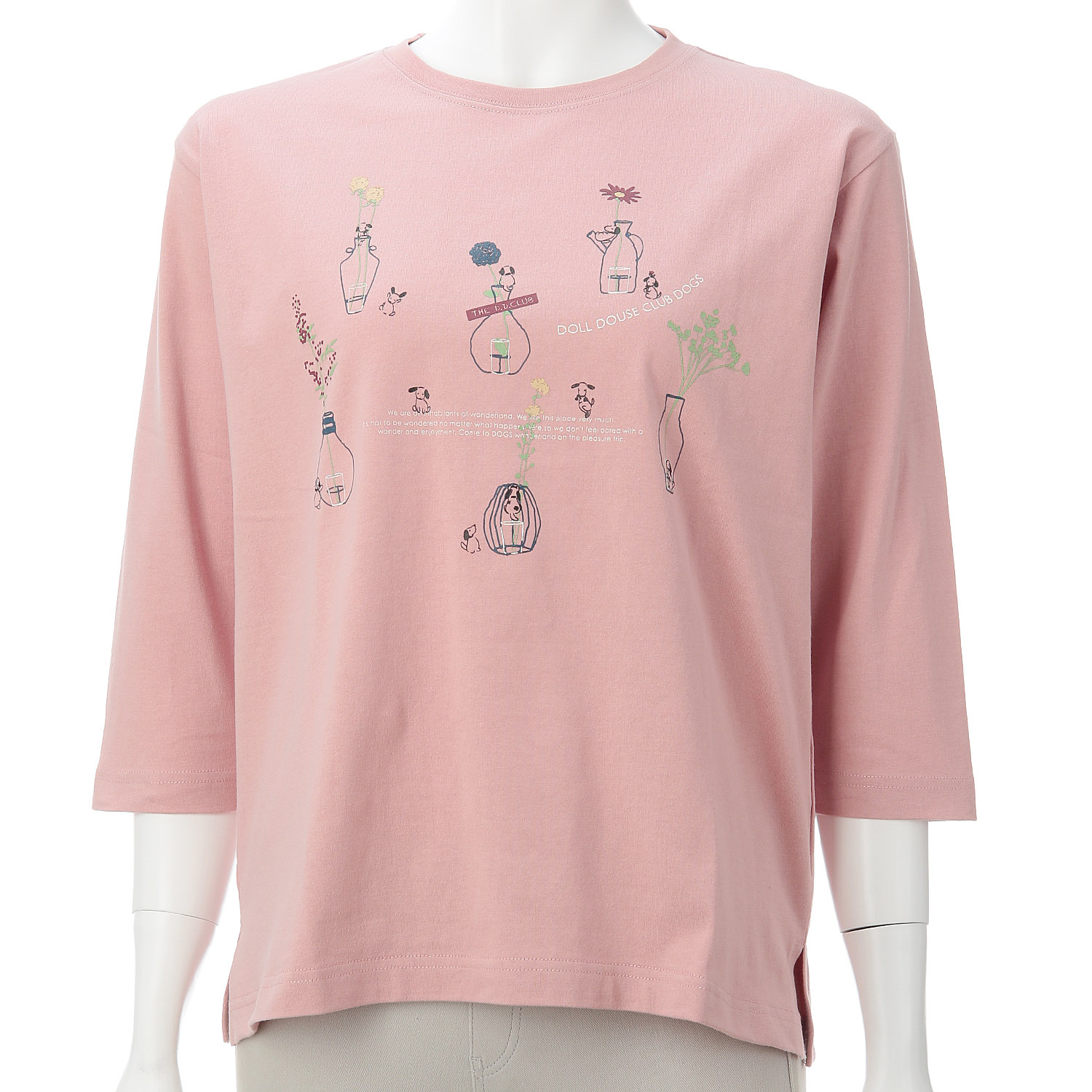 DDCLUB  7分袖T クレヨン犬花瓶