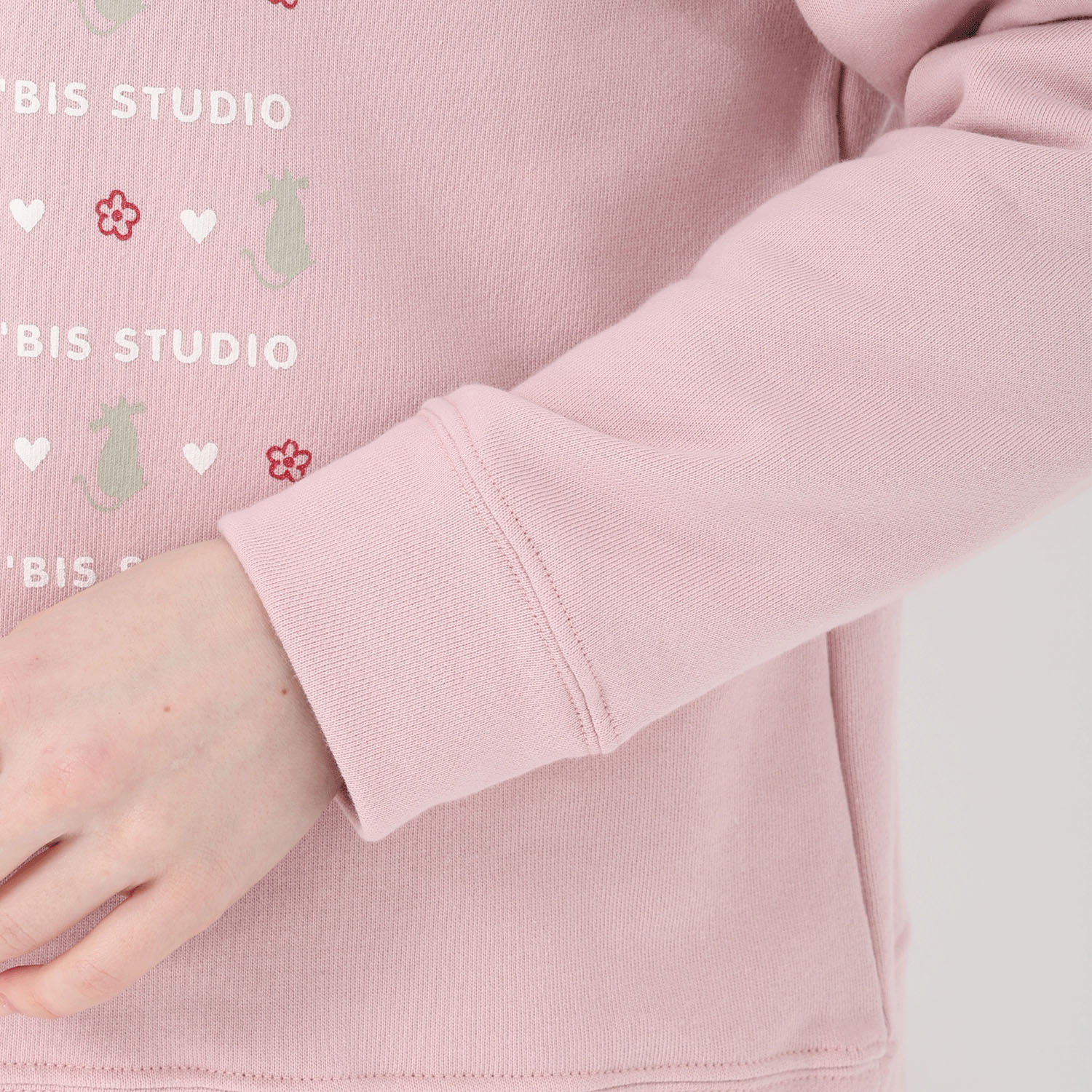 T’BIS STUDIO 長袖裏毛猫プリントクルーネックトレーナー - 画像7