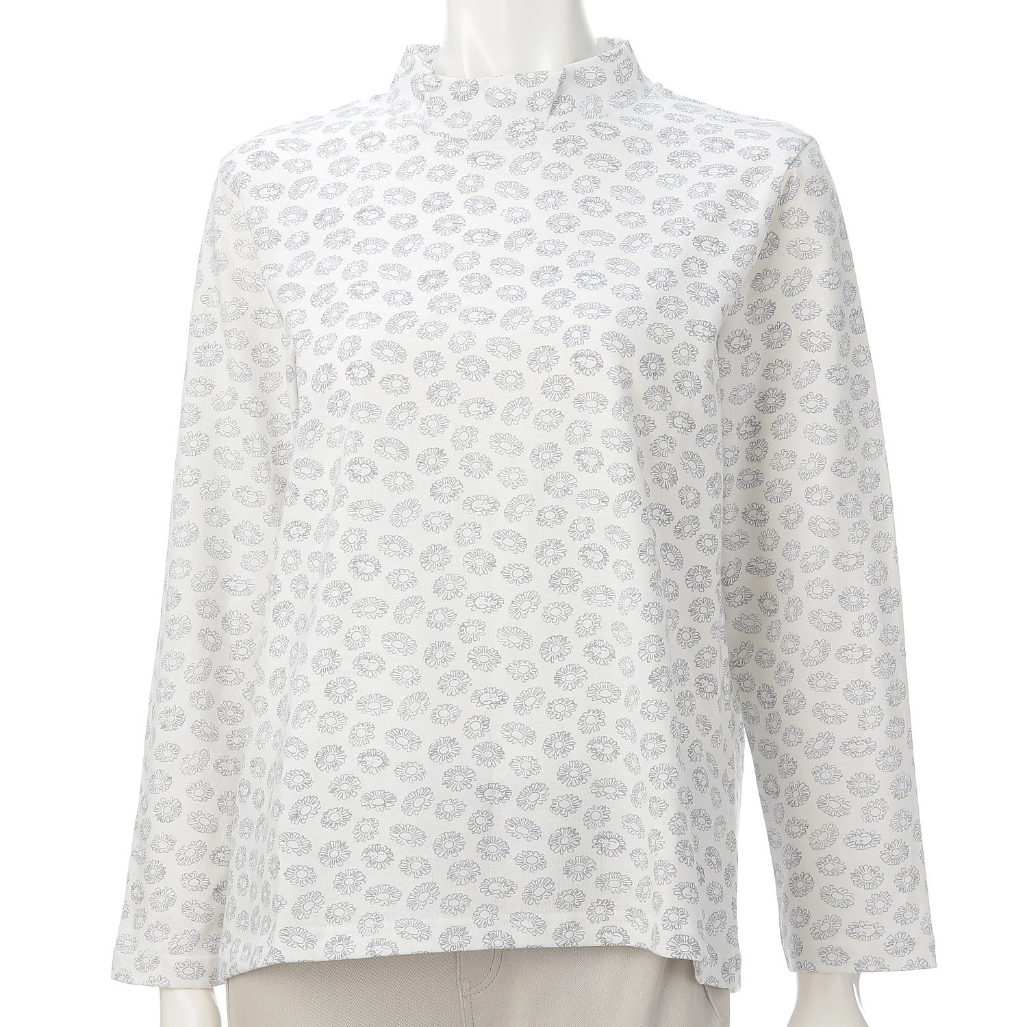 T’BIS STUDIO 長袖花猫総プリントトハイネックTシャツ - 画像9