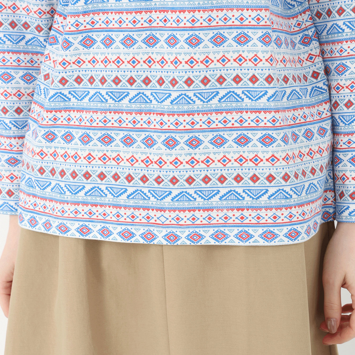 T’BIS STUDIO 長袖幾何柄総プリントポロシャツ - 画像7