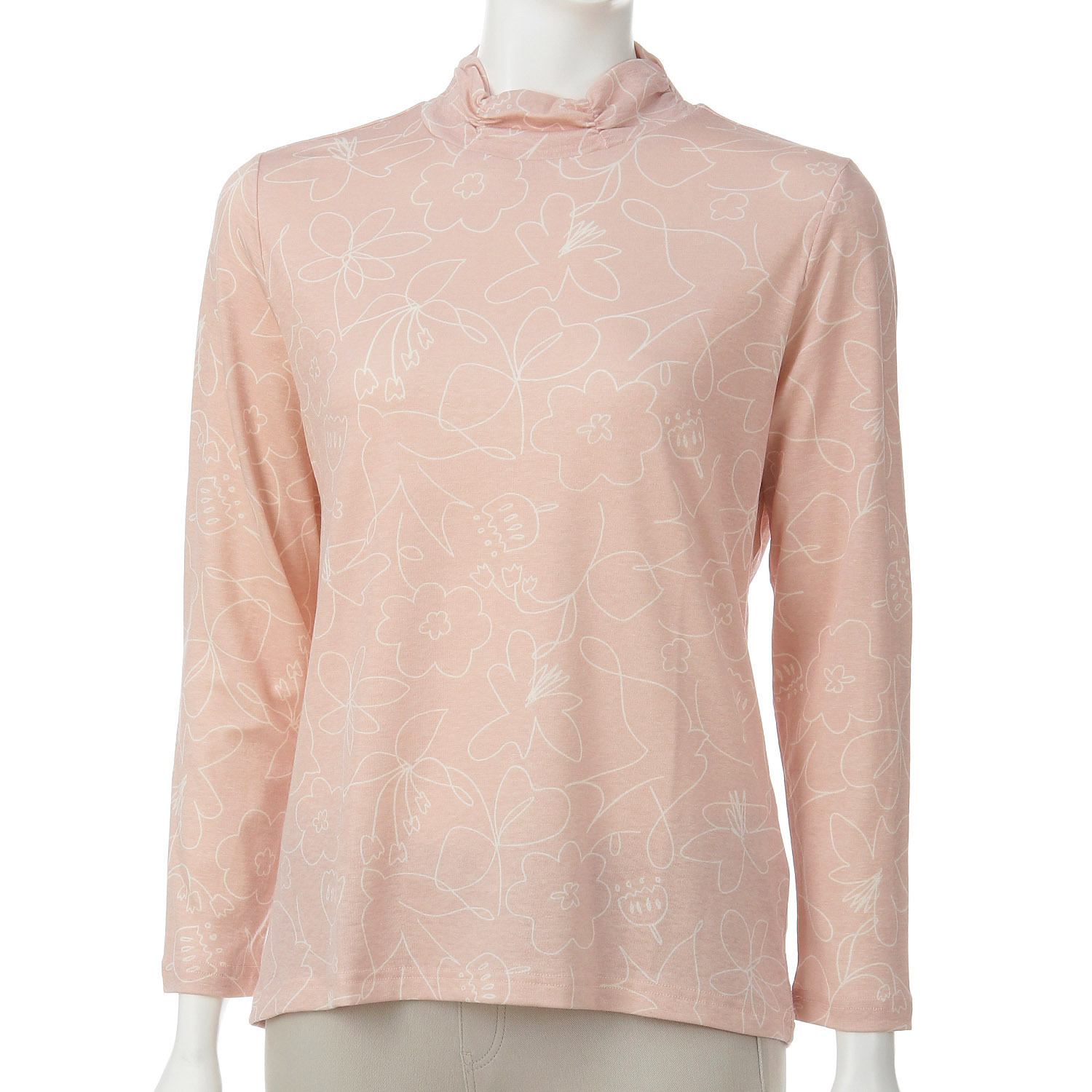 線柄プリントシャーリングネックカットソー - 画像4