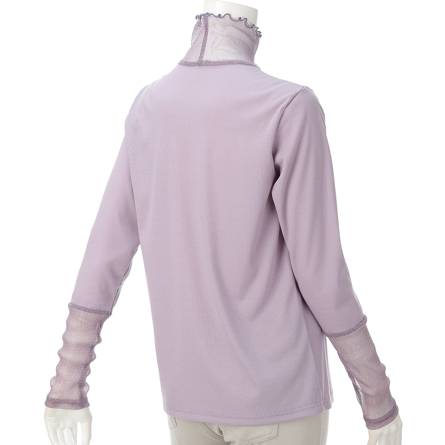 リブ×ラメ入りパワーネットカットソー - 画像6