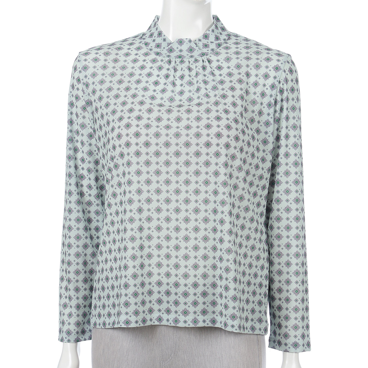 トリプルメッシュ小紋柄ハイネック長袖プルオーバー - 画像4