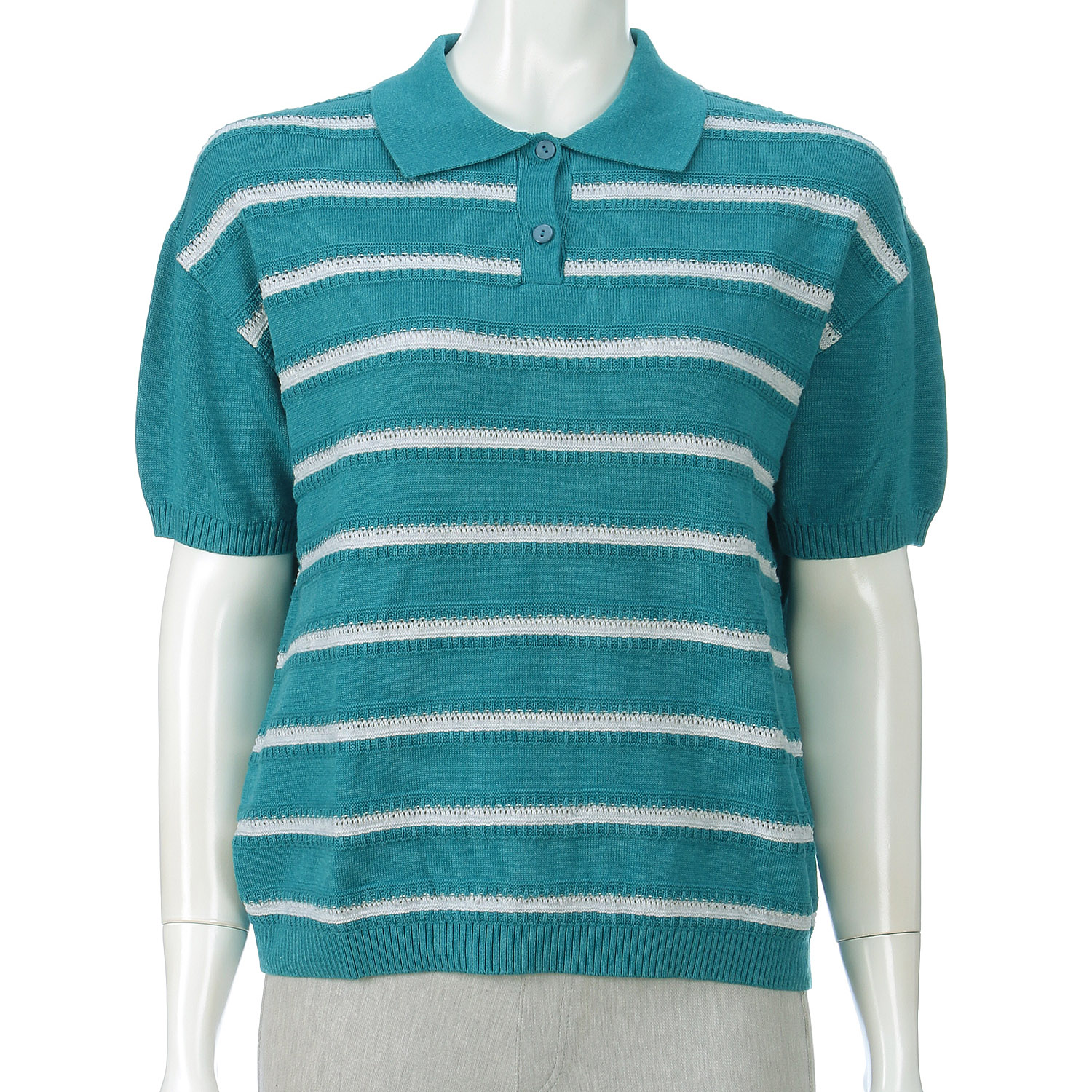 T’BIS STUDIO ボーダー柄半袖サマーニットポロシャツ - 画像12